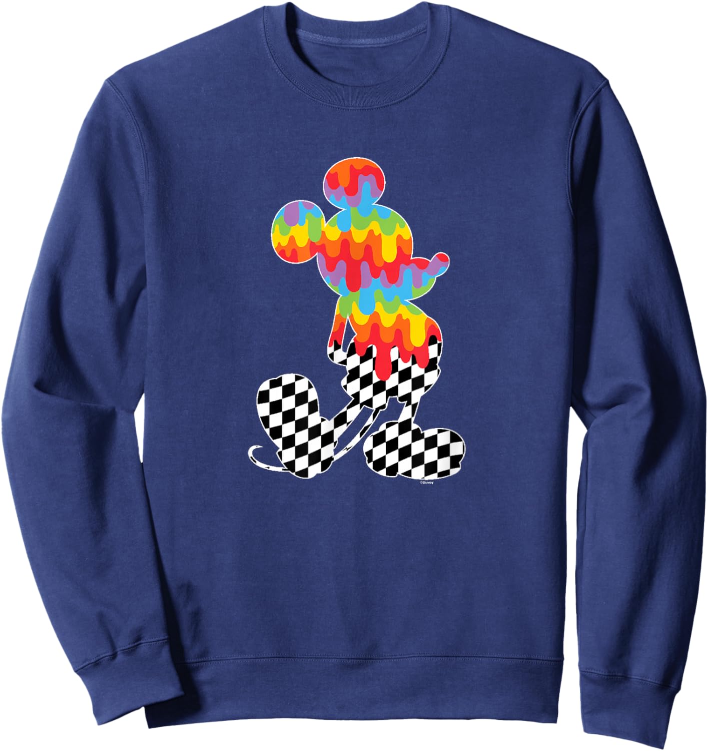 Mickey Mouse - Tie Dye Checkered Drip Sweatshirt - Sweatshirt | Navy