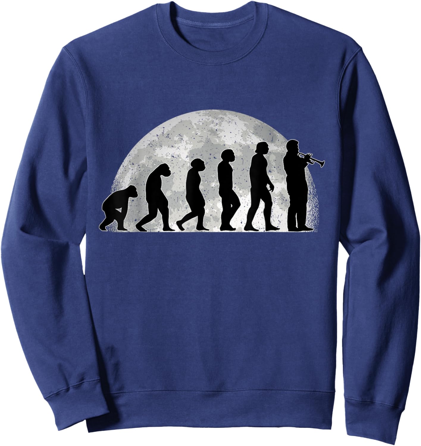 Trumpet Evolution Moon Trumpeter Jazz Music Sweatshirt - Sweatshirt | Navy