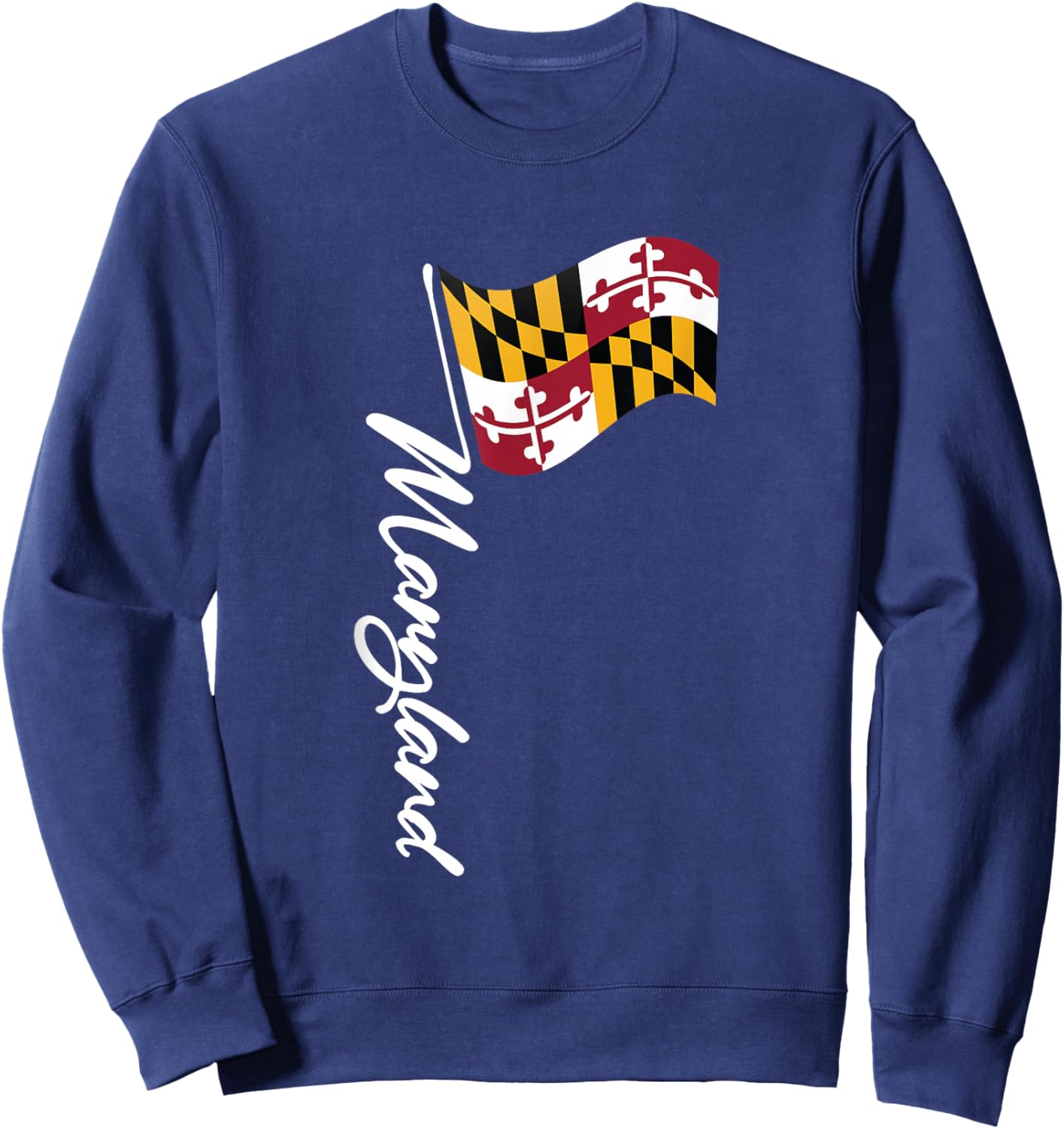 Maryland Signature Flag Pole - Elegant Marylander Flag Sweatshirt - Sweatshirt | Navy