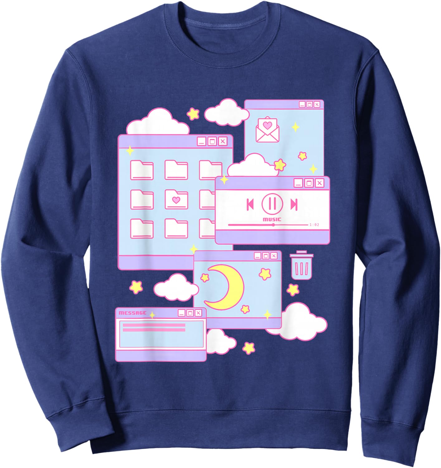 90s Grunge Kawaii E-Girl Browser Pastel Sweatshirt - Sweatshirt | Navy