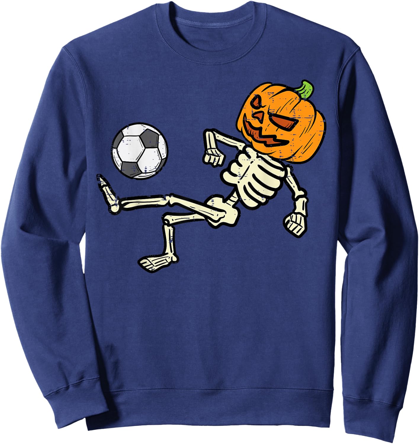 Halloween Soccer Pumpkin Skeleton Football Boys Kids Men Sweatshirt - Sweatshirt | Navy