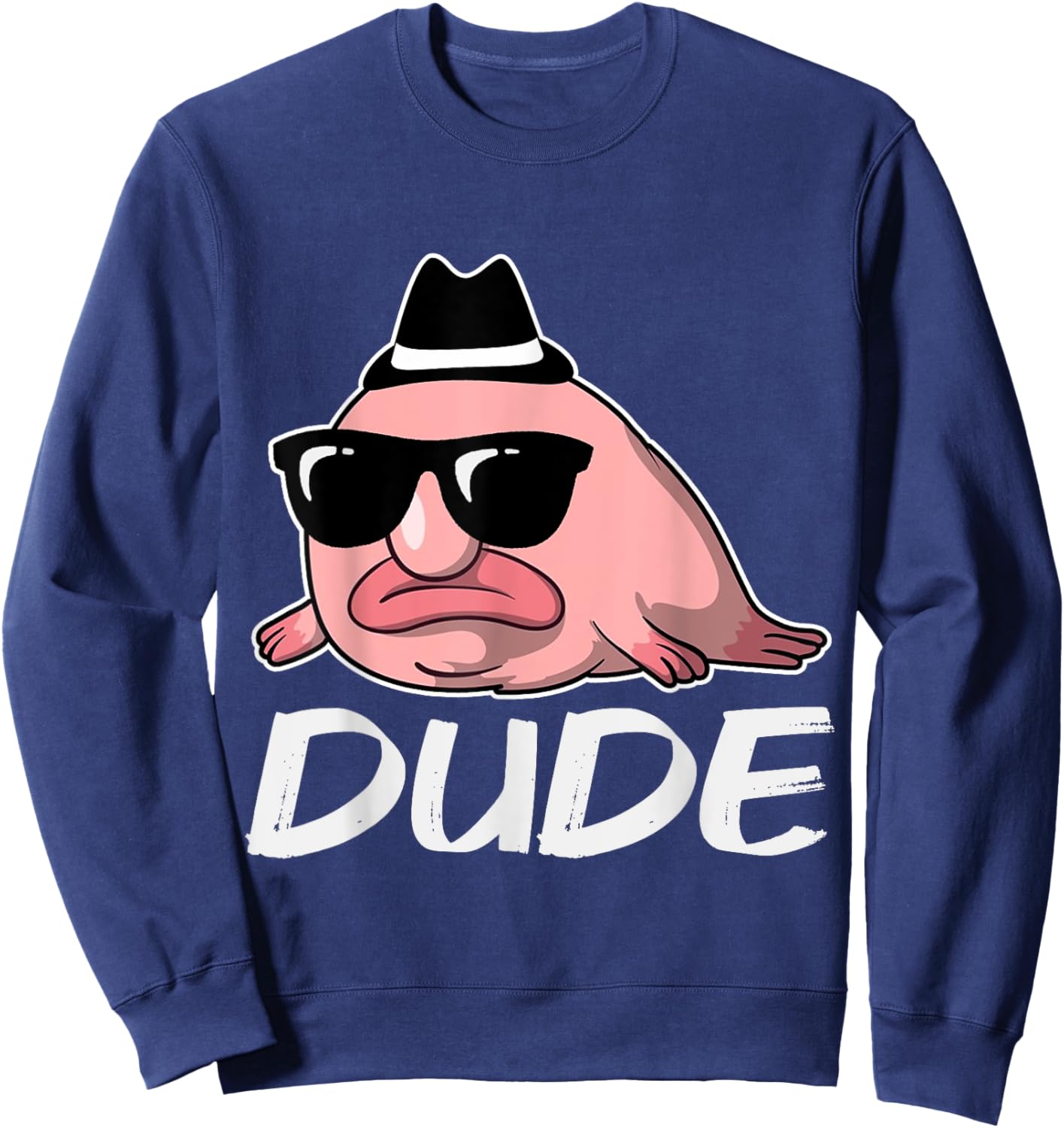 Blobfish Costume Kids Animal Face Gifts Women Funny Sweatshirt - Sweatshirt | Navy
