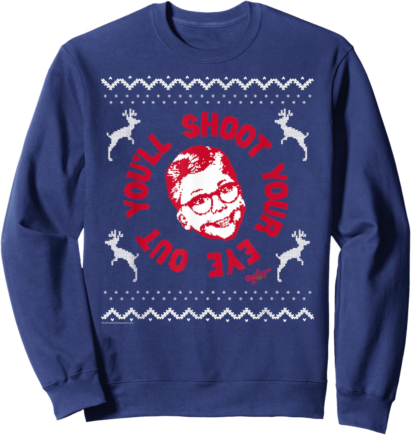 A Christmas Story Sweater Print You'll Shoot Your Eye Out Sweatshirt - Sweatshirt | Navy