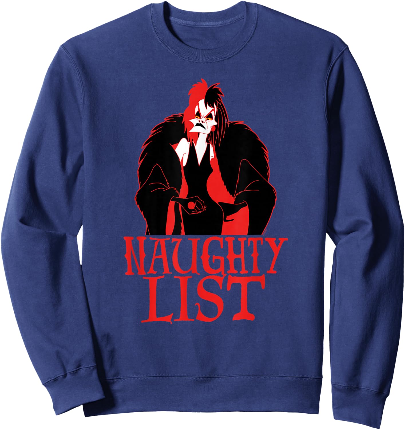 Disney Villains Holiday Christmas Cruella Naughty List Sweatshirt - Sweatshirt | Navy