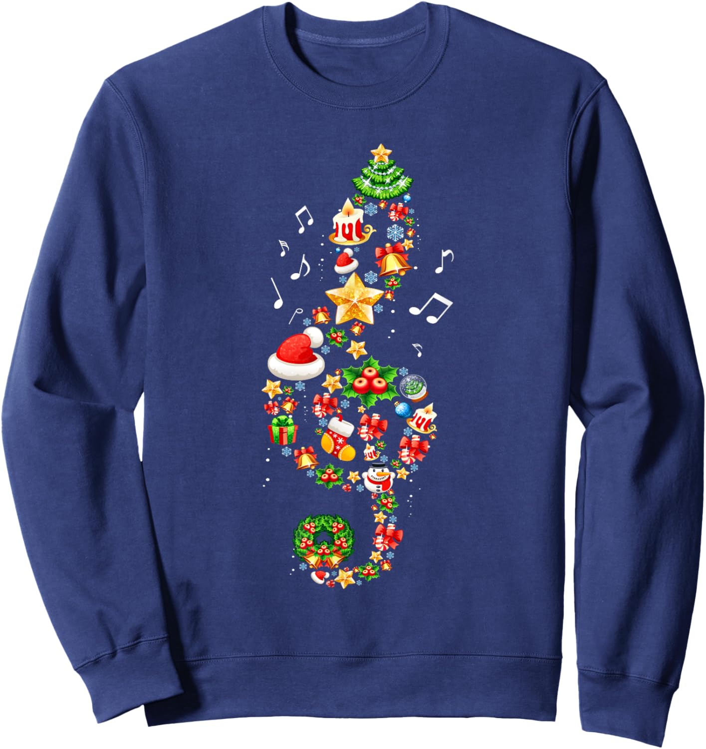 Christmas Musical Note Music Lover Teacher Sing Carols Xmas Women Kids Sweatshirt - Sweatshirt | Navy