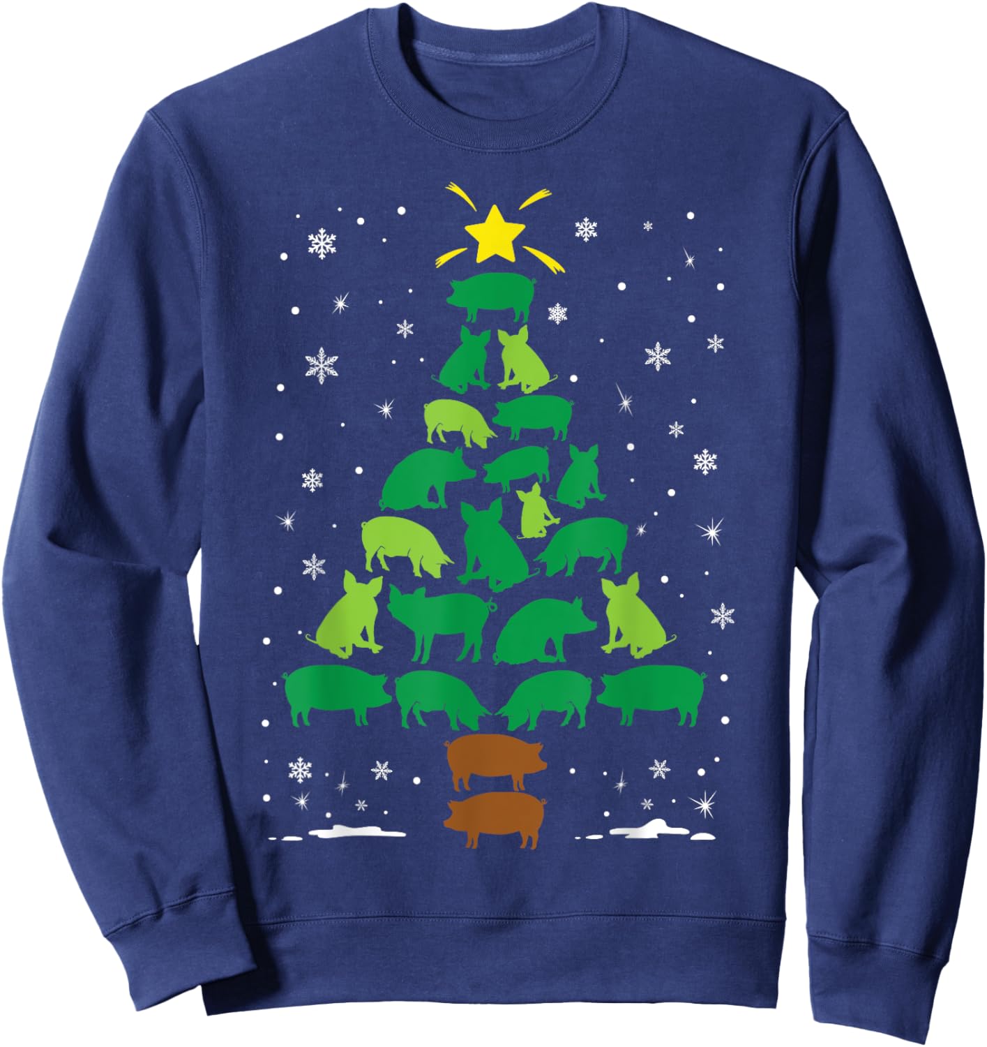 Pig Lovers Pet Farmer Holiday Family Matching Christmas Tree Sweatshirt - Sweatshirt | Navy