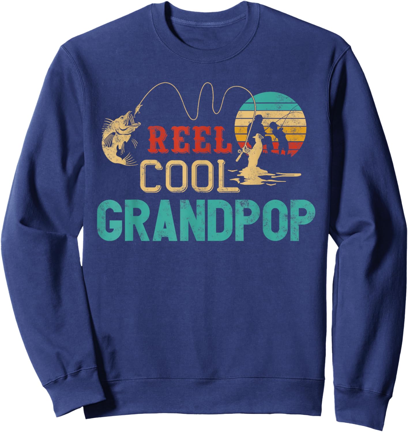 Reel Cool Grandpop vintage funny fishing rod gifts Gramdpop Sweatshirt - Sweatshirt | Navy