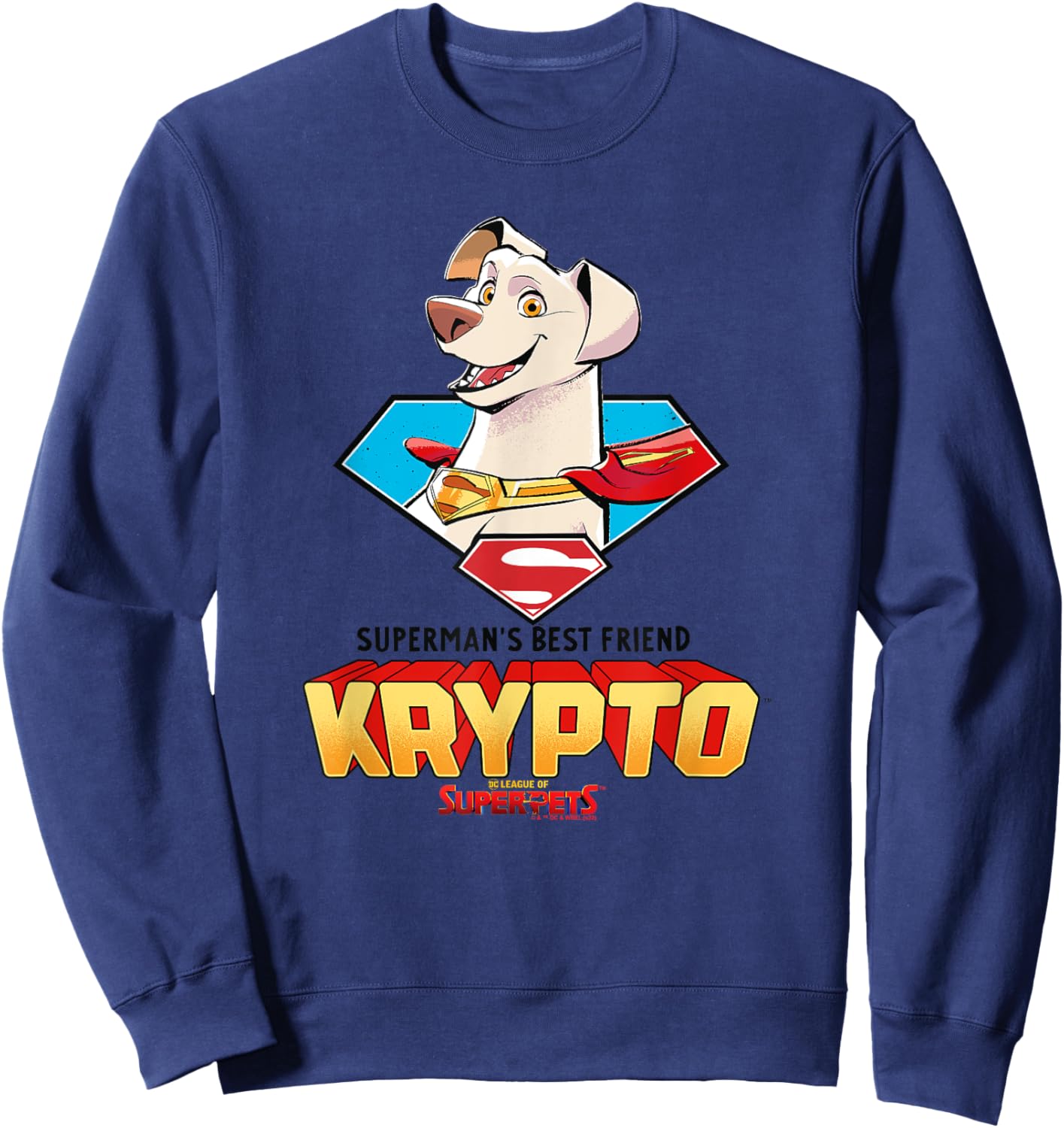 DC League Of Super-Pets Krypto The Superdog Big Face Poster Sweatshirt - Sweatshirt | Navy