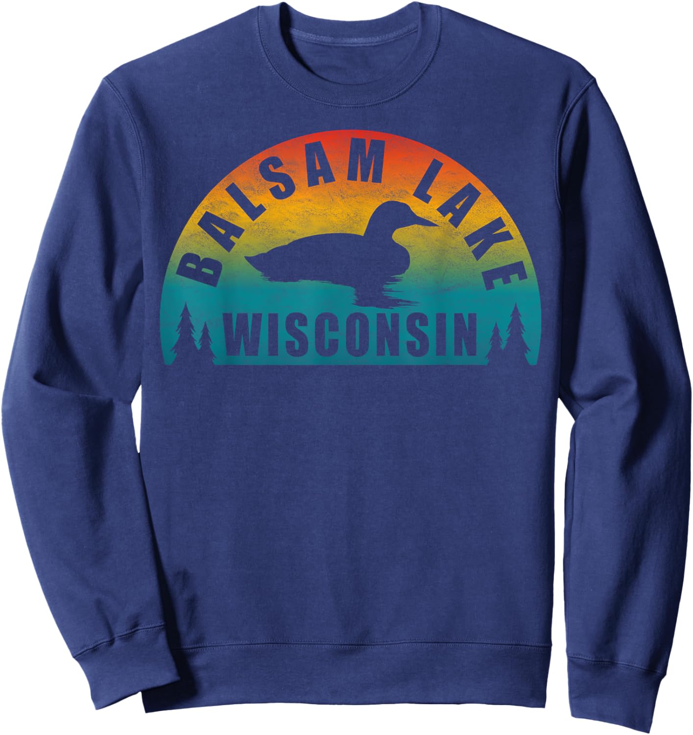 Balsam Lake Northern Wisconsin Sunset Loon Sweatshirt - Sweatshirt | Navy