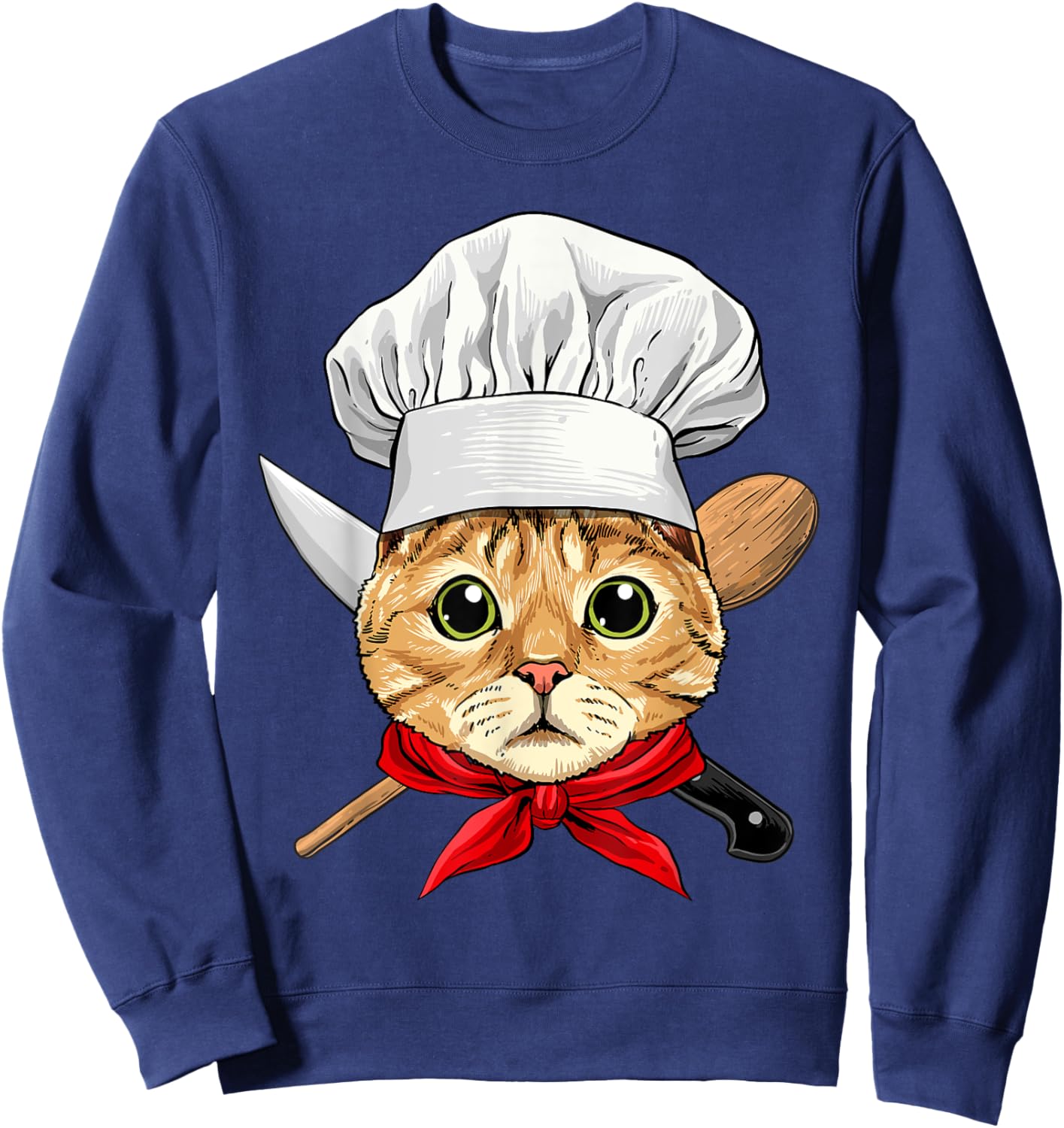 Cat Chef Feline Cat Kitten, Cooking Lover Sweatshirt - Sweatshirt | Navy