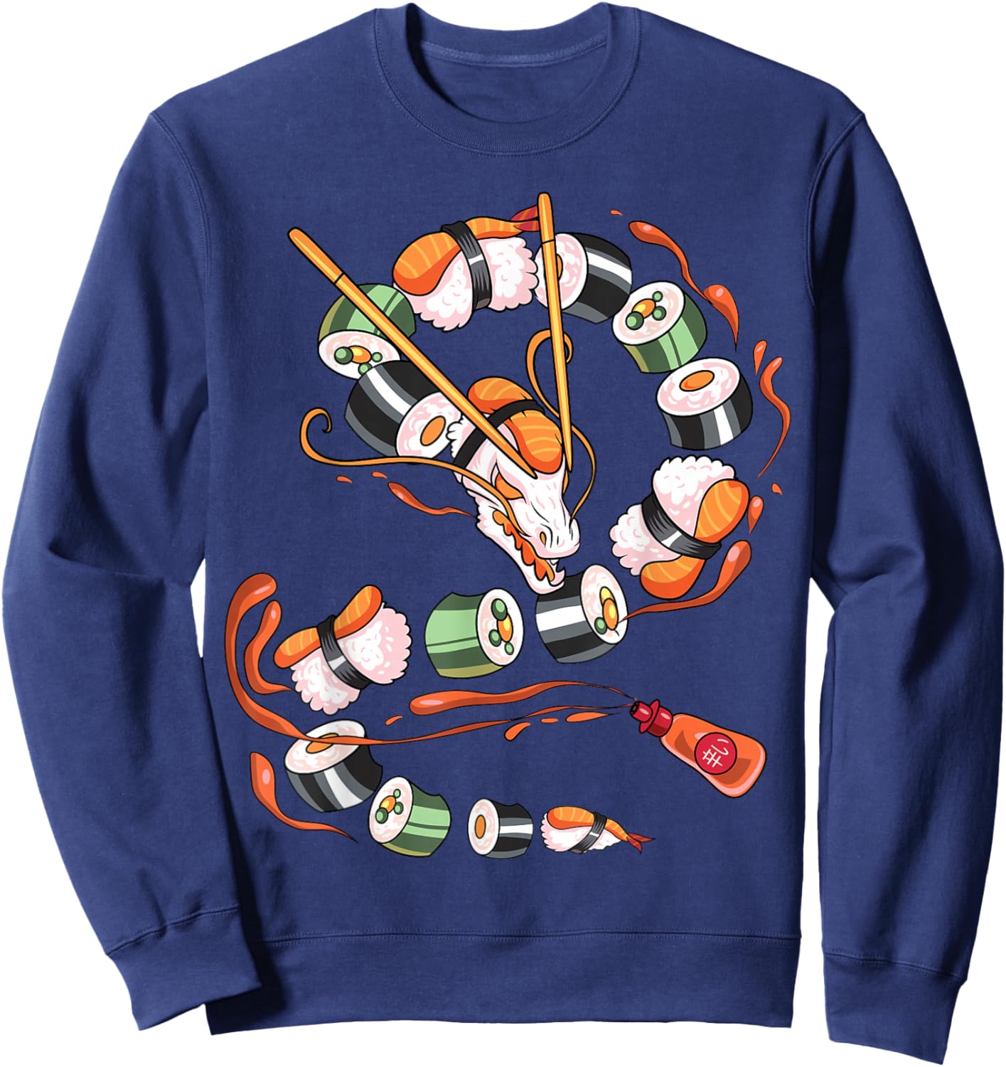 Sushi Dragon Roll Japanese Food Kawaii Dragon Anime Sushi Sweatshirt - Sweatshirt | Navy