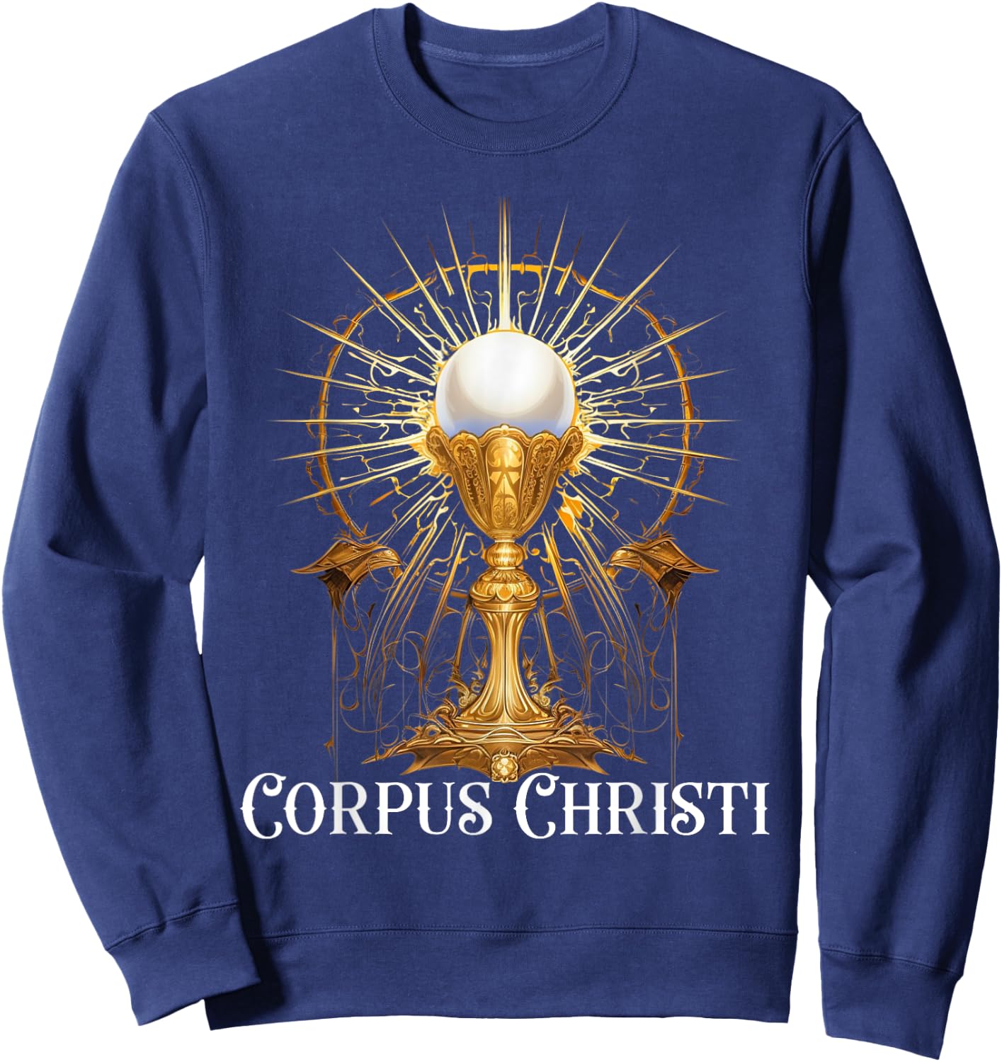 Eucharistic Adoration Traditional Latin Mass Catholic Sweatshirt - Sweatshirt | Navy