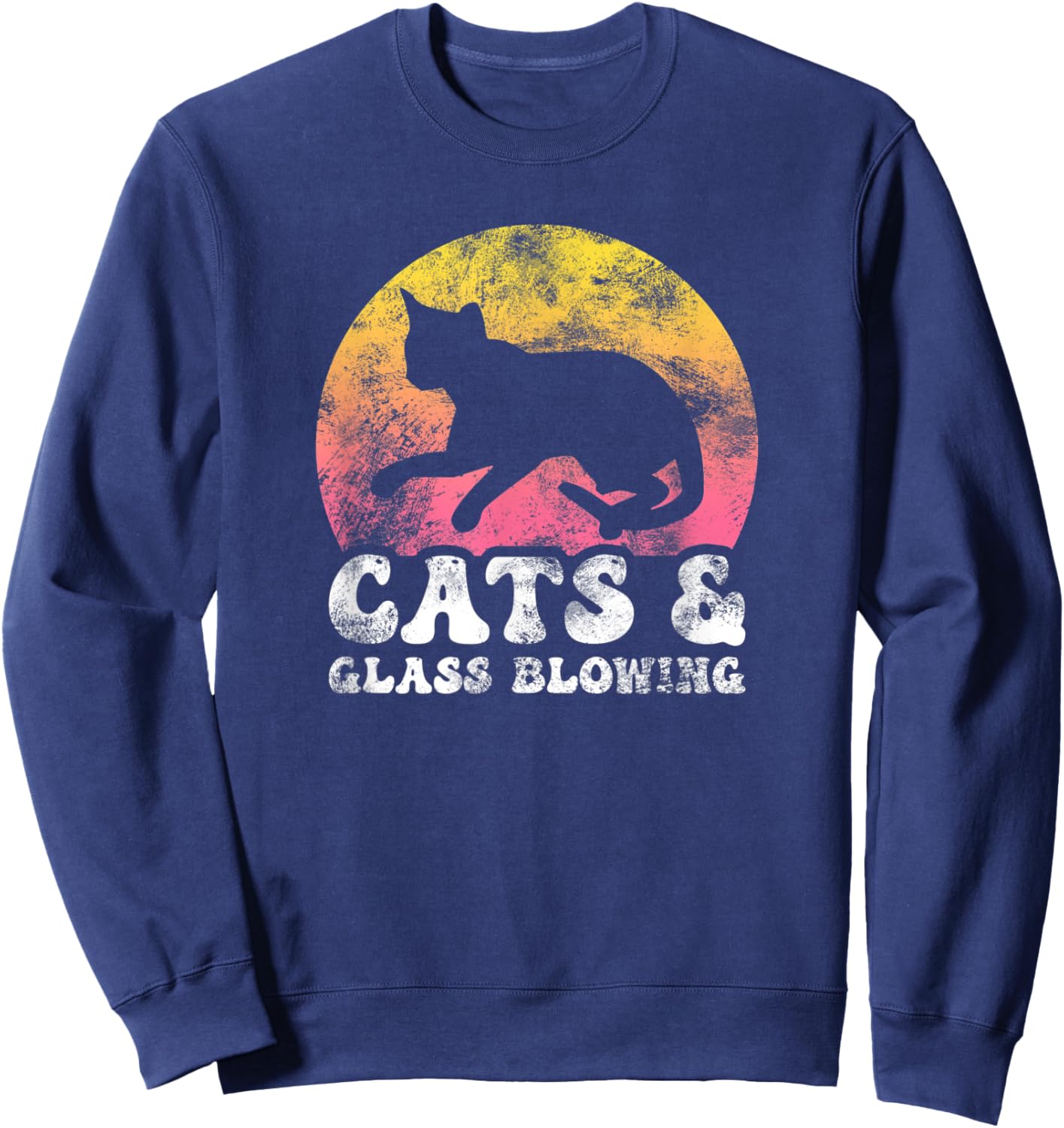 Funny Cats & Glass Blowing Vintage Retro Hobby Sweatshirt - Sweatshirt | Navy