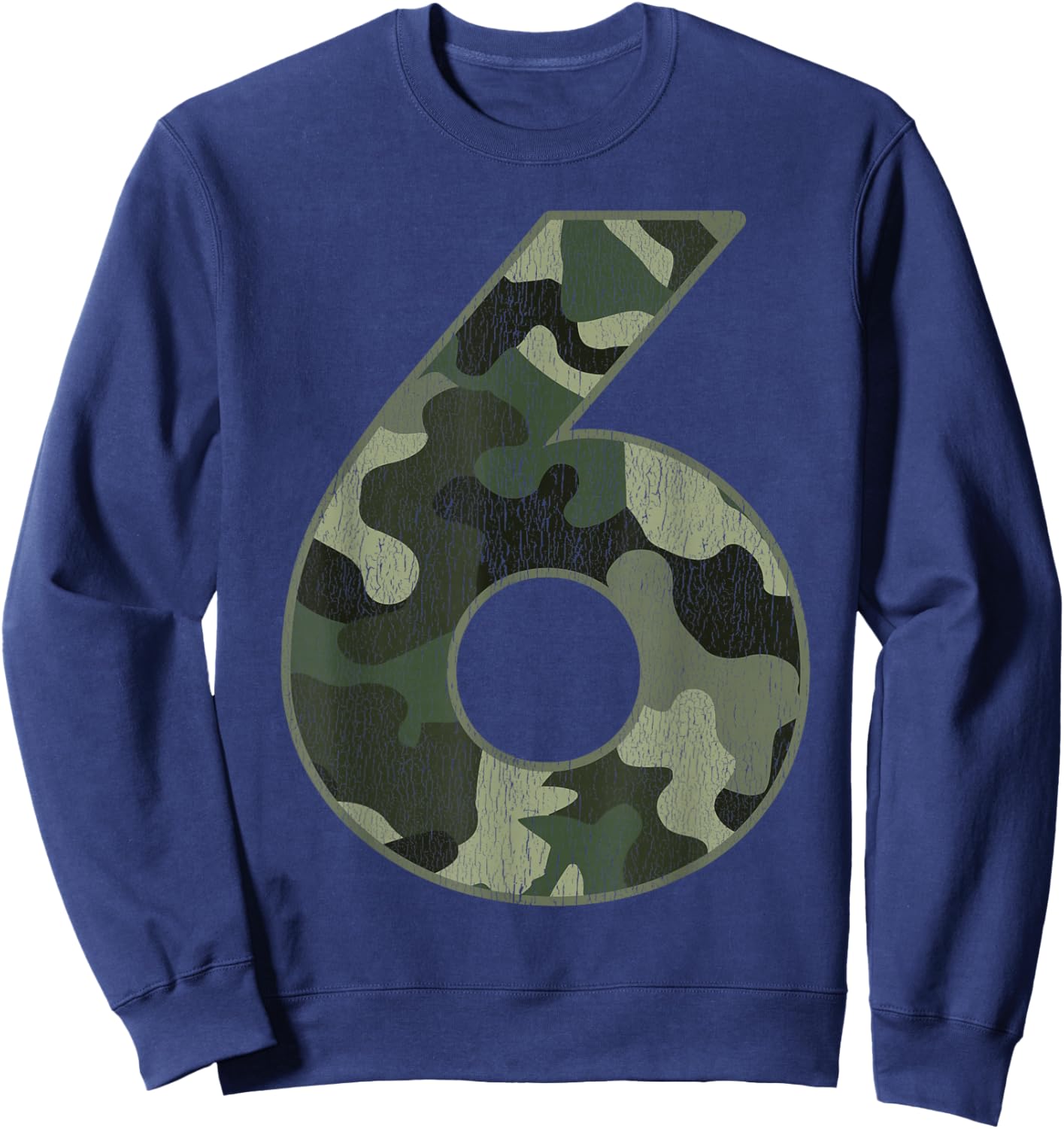 6th Birthday Army Birthday Party 6 Years Old Camo Number 6 Sweatshirt - Sweatshirt | Navy