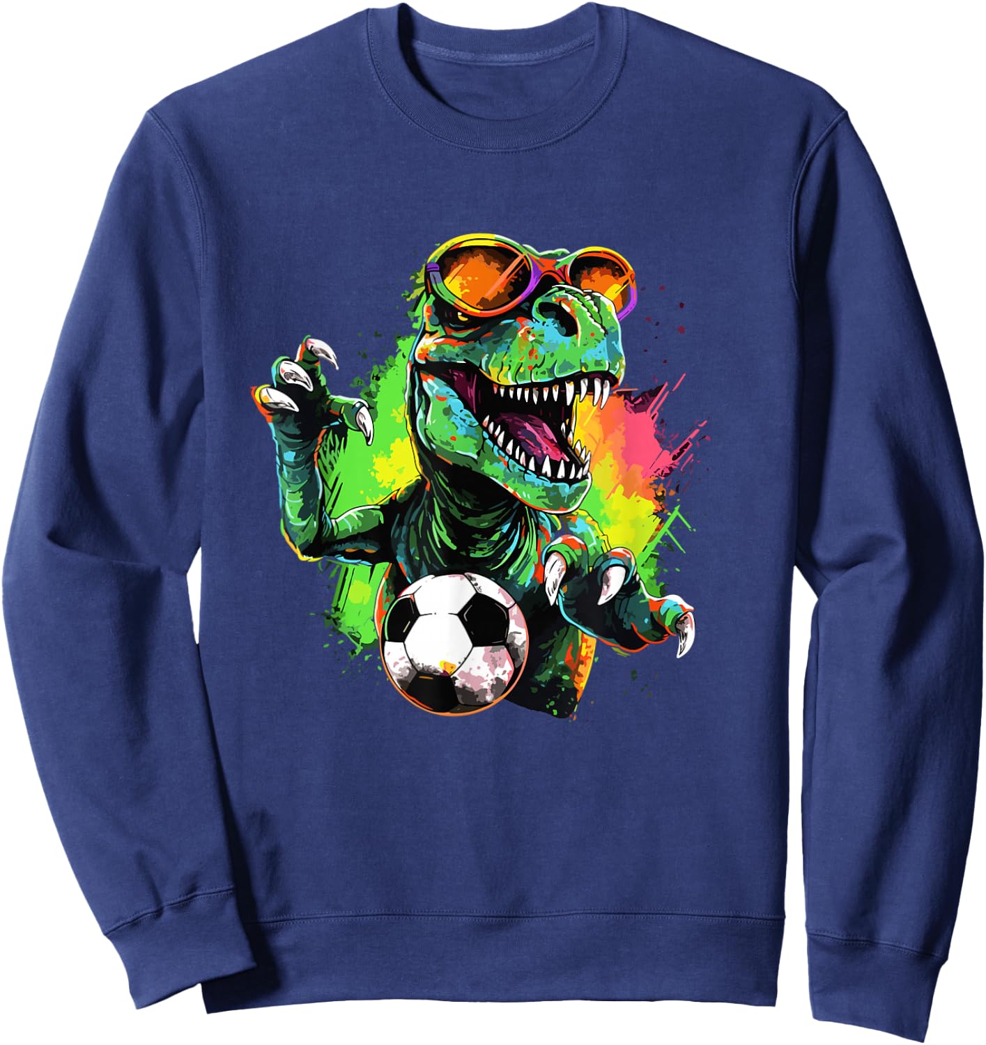 Dinosaur Soccer Apparel Trex Soccer Player Dino Lover Kids Sweatshirt - Sweatshirt | Navy