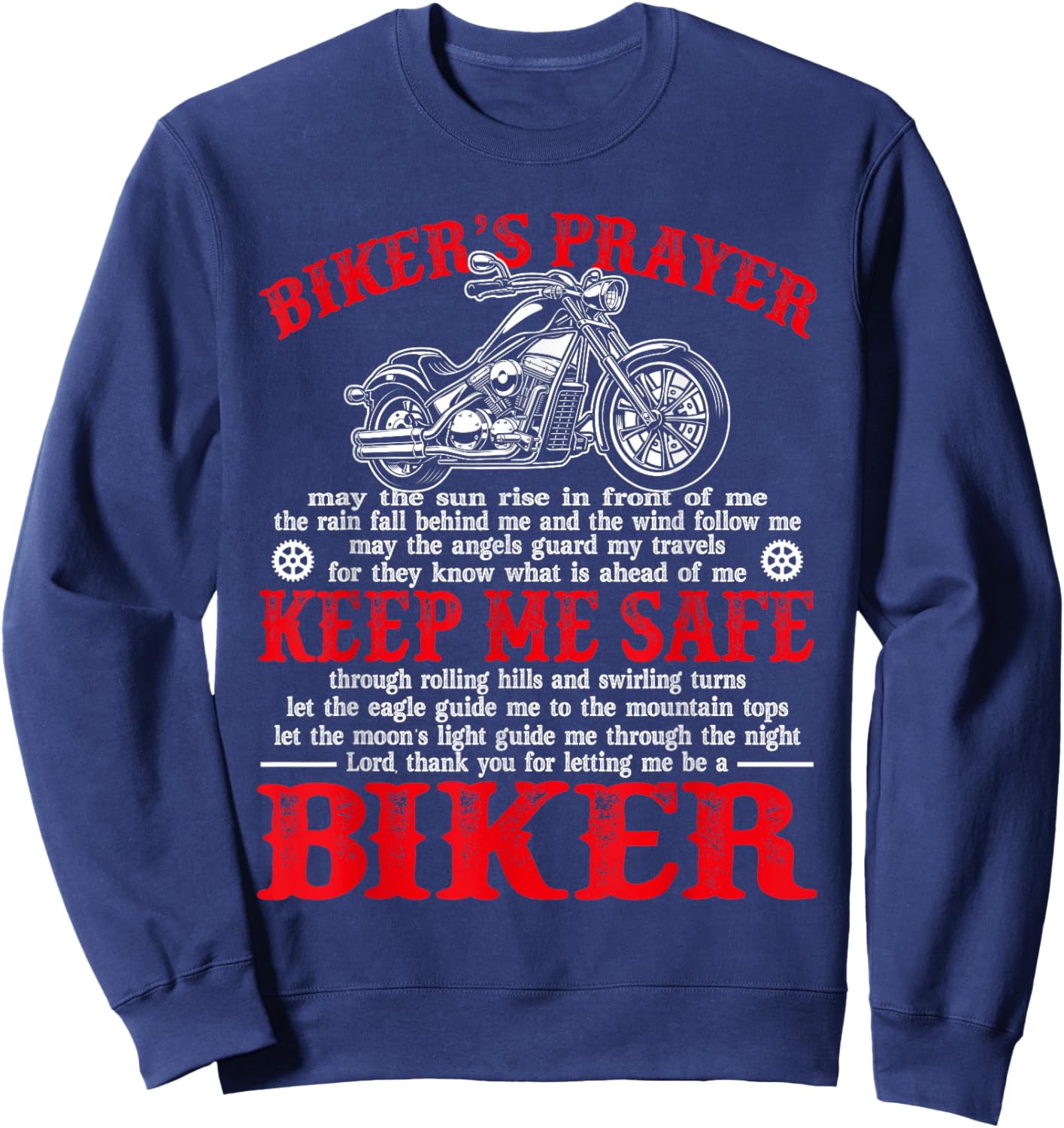 Biker's Prayer Vintage Motorcycle Biker Biking Motorcycling Sweatshirt - Sweatshirt | Navy