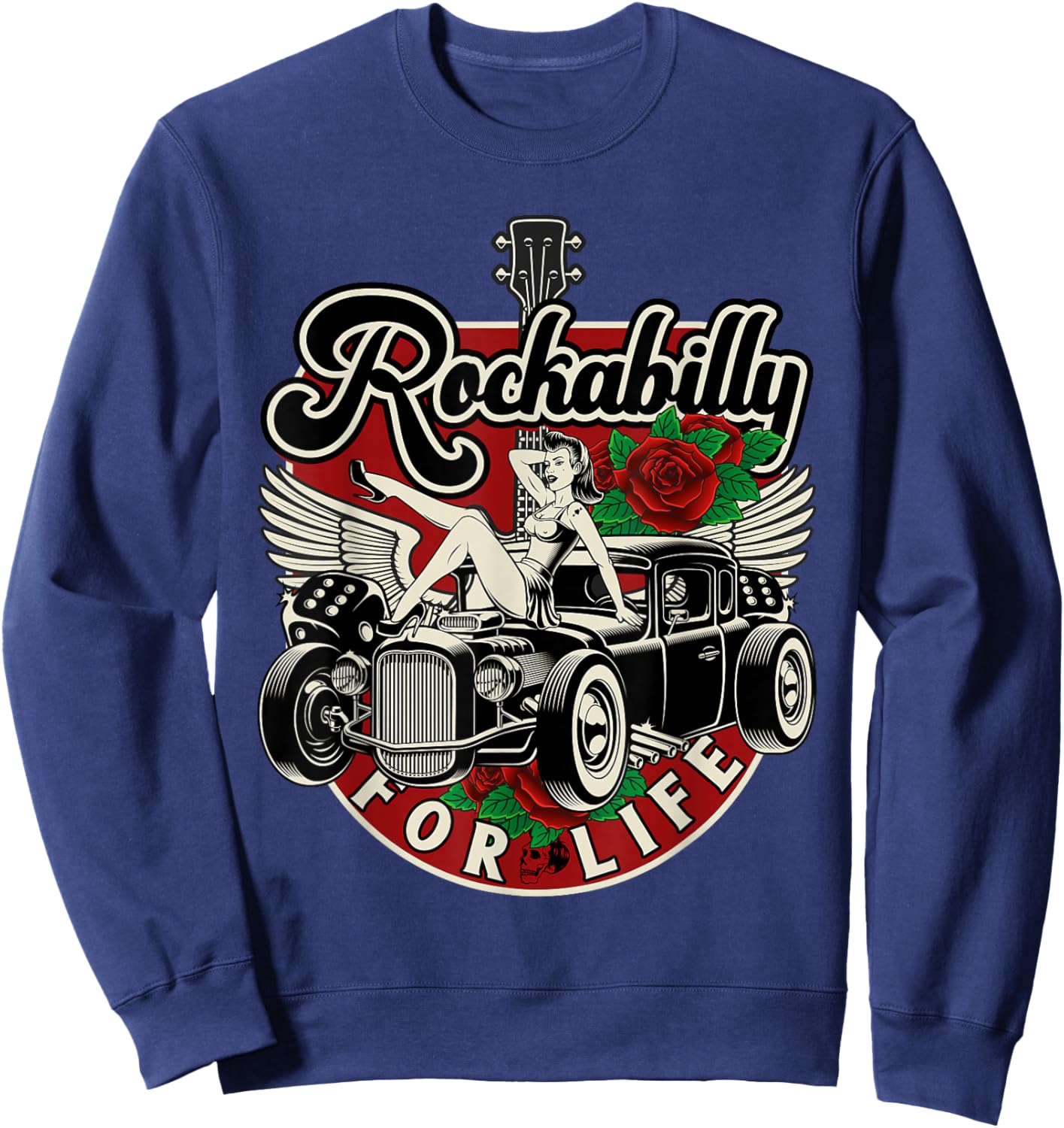 Rock 'N' Roll Kleidung u. Geschenke fr Rockabilly Vintage 50s RnR Design - Rockabilly for Life Sweatshirt - Sweatshirt | Navy