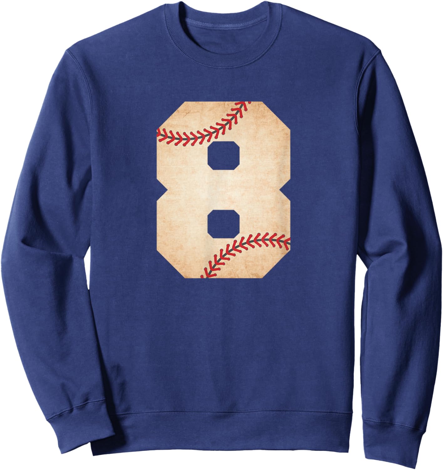 Baseball Number 8 Baseball Fan Mom Sweatshirt - Sweatshirt | Navy