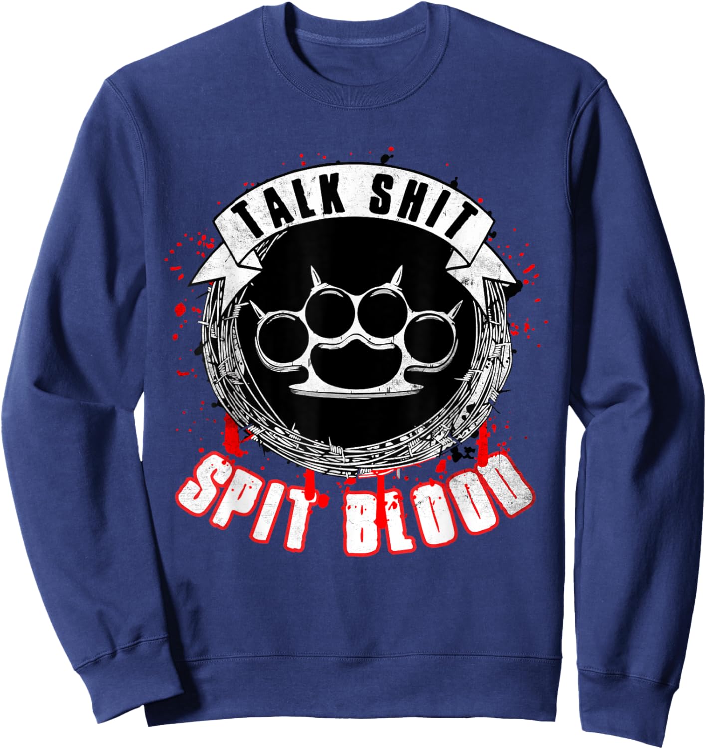 Talk Bullshit Spit Blood Biker Sweatshirt - Sweatshirt | Navy