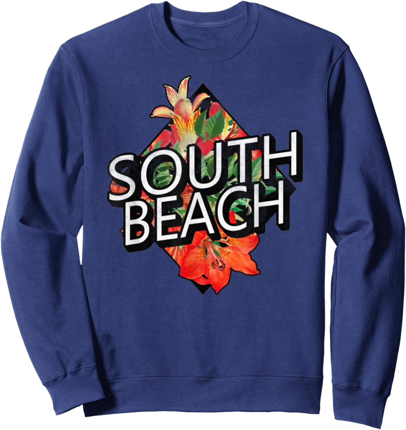 South Beach Miami Florida Beach Tropical Travel Women Kids Sweatshirt - Sweatshirt | Navy