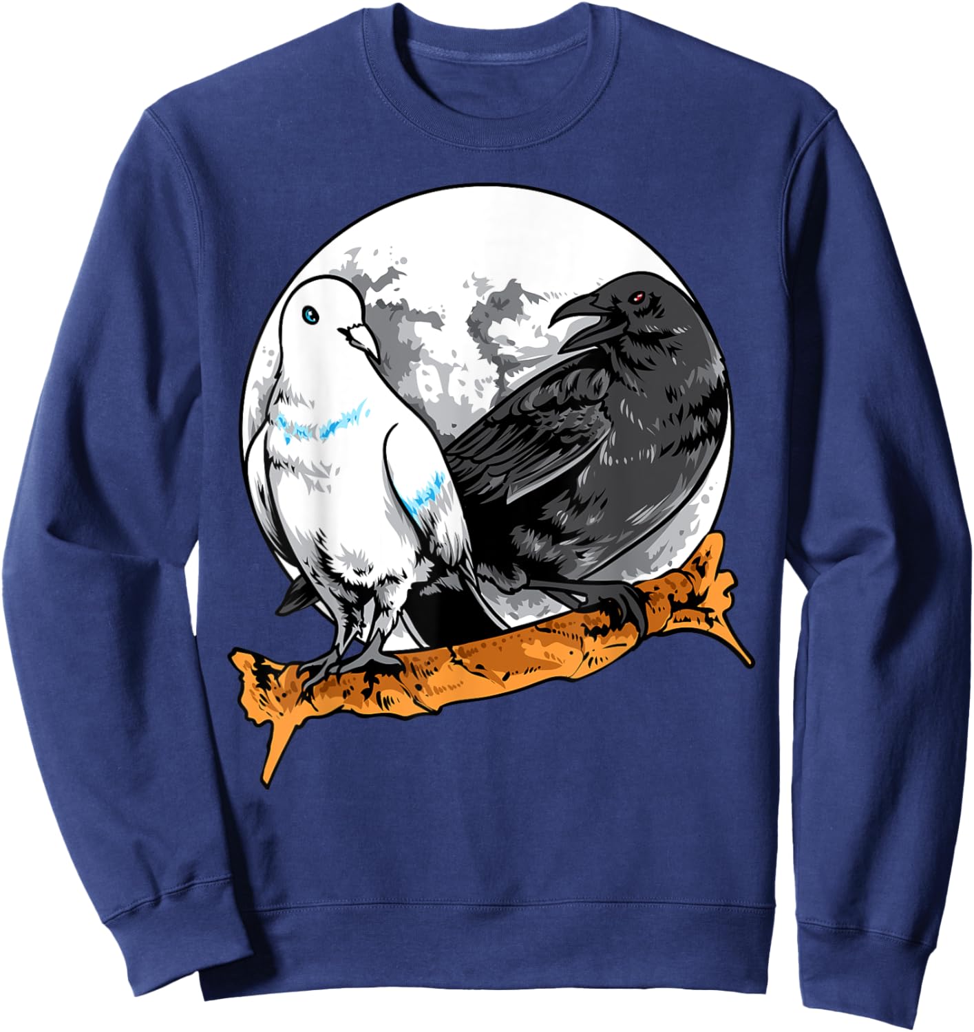 Dove and Crow Ying Yang Raven Birds Spirit Animals Moon Sweatshirt - Sweatshirt | Navy