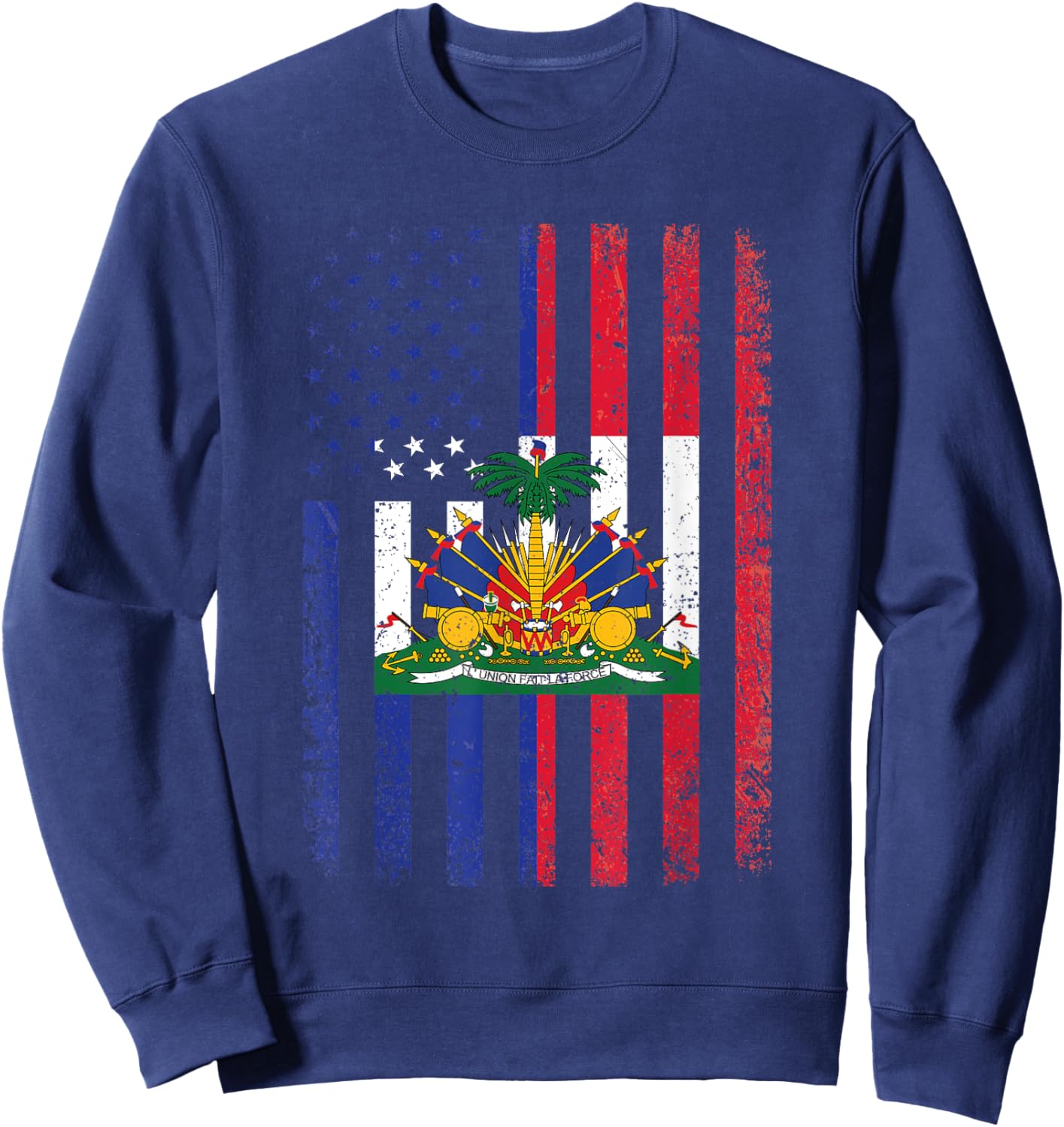 Haiti USA Flag Shirt 4th of July American Haitian Flag Sweatshirt - Sweatshirt | Navy
