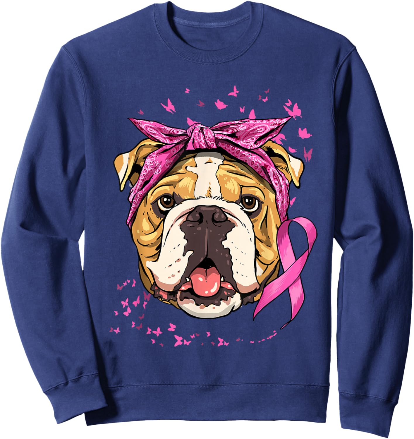 American bulldog Breast Cancer Awareness Cancer Survivors Sweatshirt - Sweatshirt | Navy