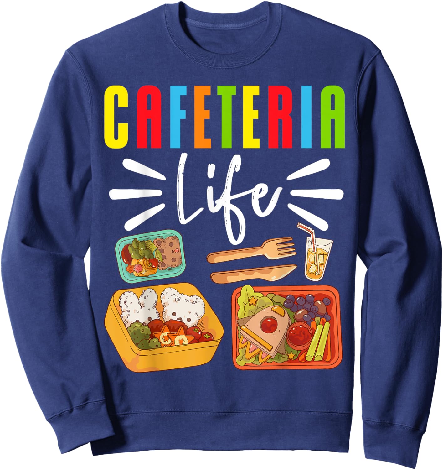 School Cafeteria Worker Lunch Lady Food Trays Cafeteria Life Sweatshirt - Sweatshirt | Navy