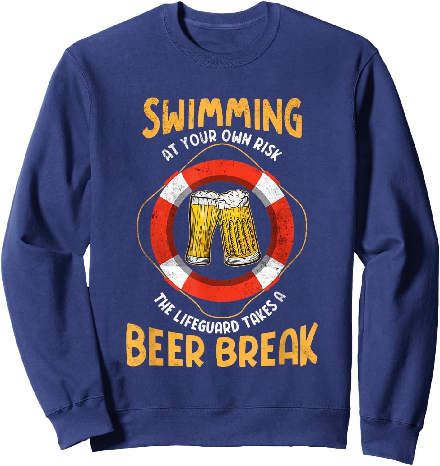 Lifeguard takes a beer break | Swimmer Funny Swimming Pool Sweatshirt - Sweatshirt | Navy