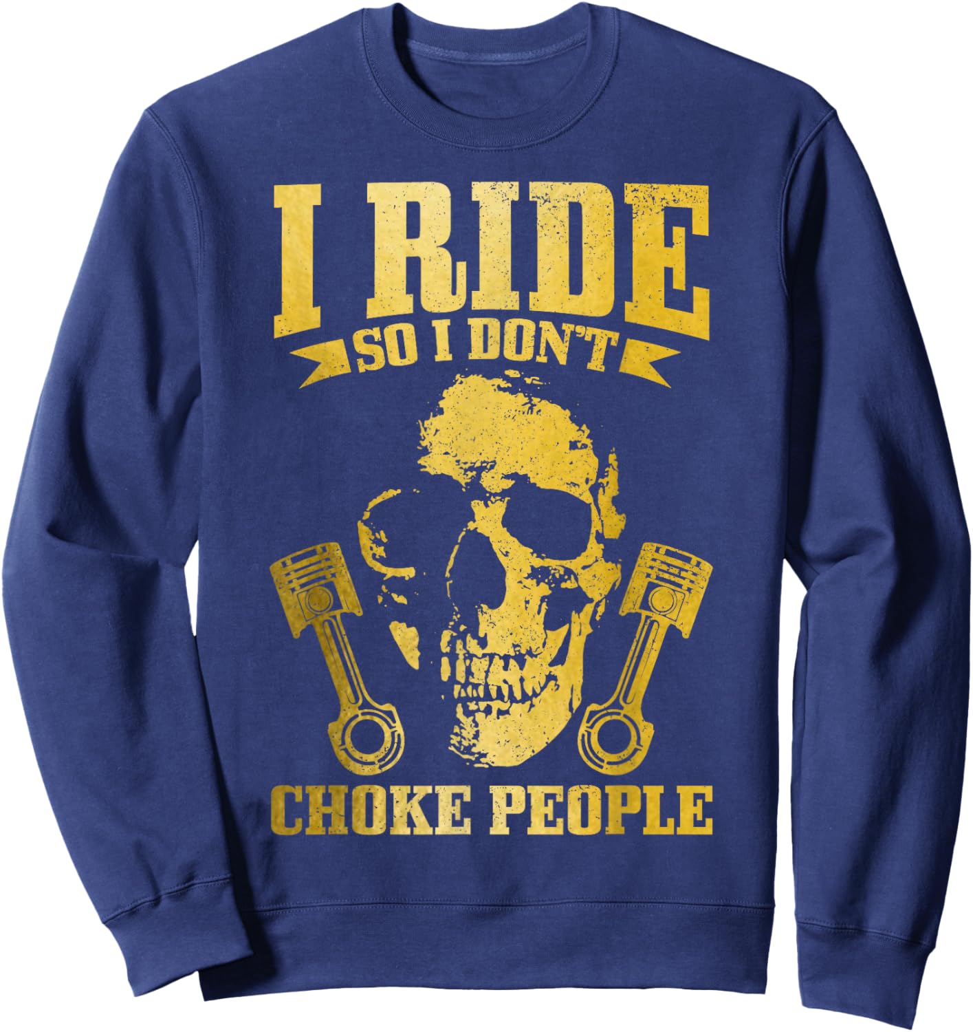 Biker Vintage Skull Motorcycle Funny Biker Sweatshirt - Sweatshirt | Navy