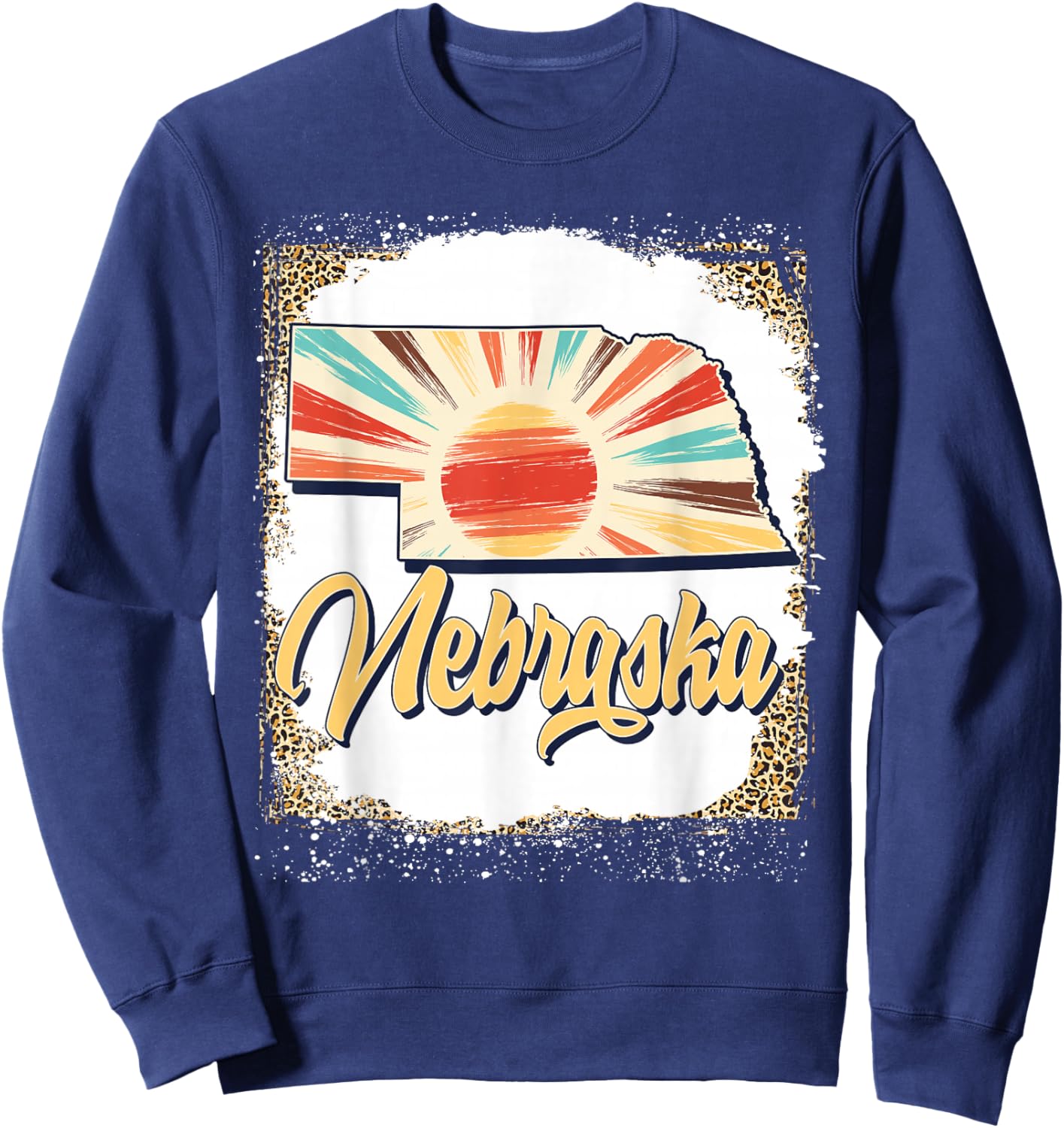 Vintage USA Nebraska State Map Flag Souvenir Men Women Kids Sweatshirt - Sweatshirt | Navy