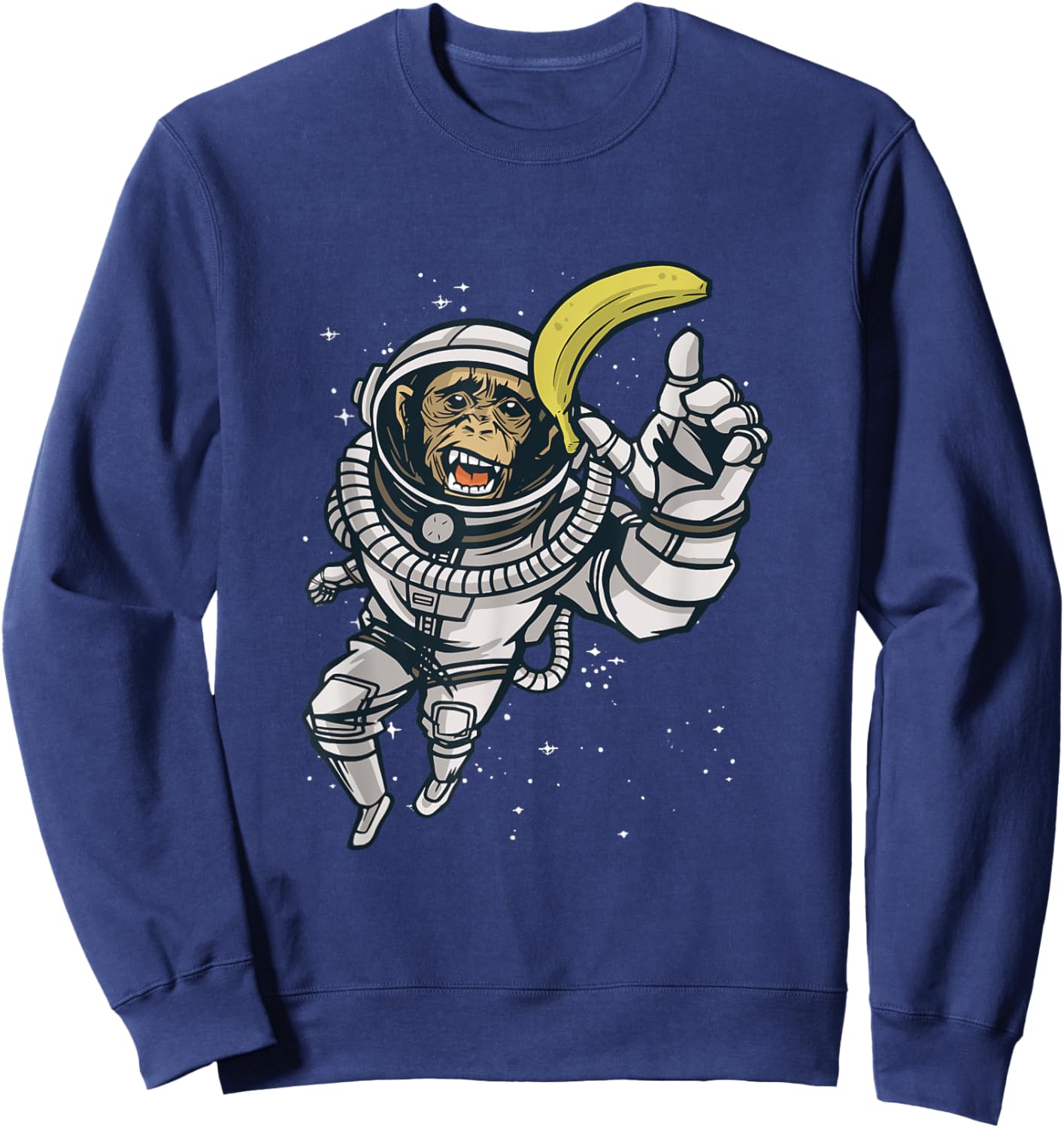 Funny Astronaut Monkey Chimpanzee Chimp Space Humor Meme Sweatshirt - Sweatshirt | Navy
