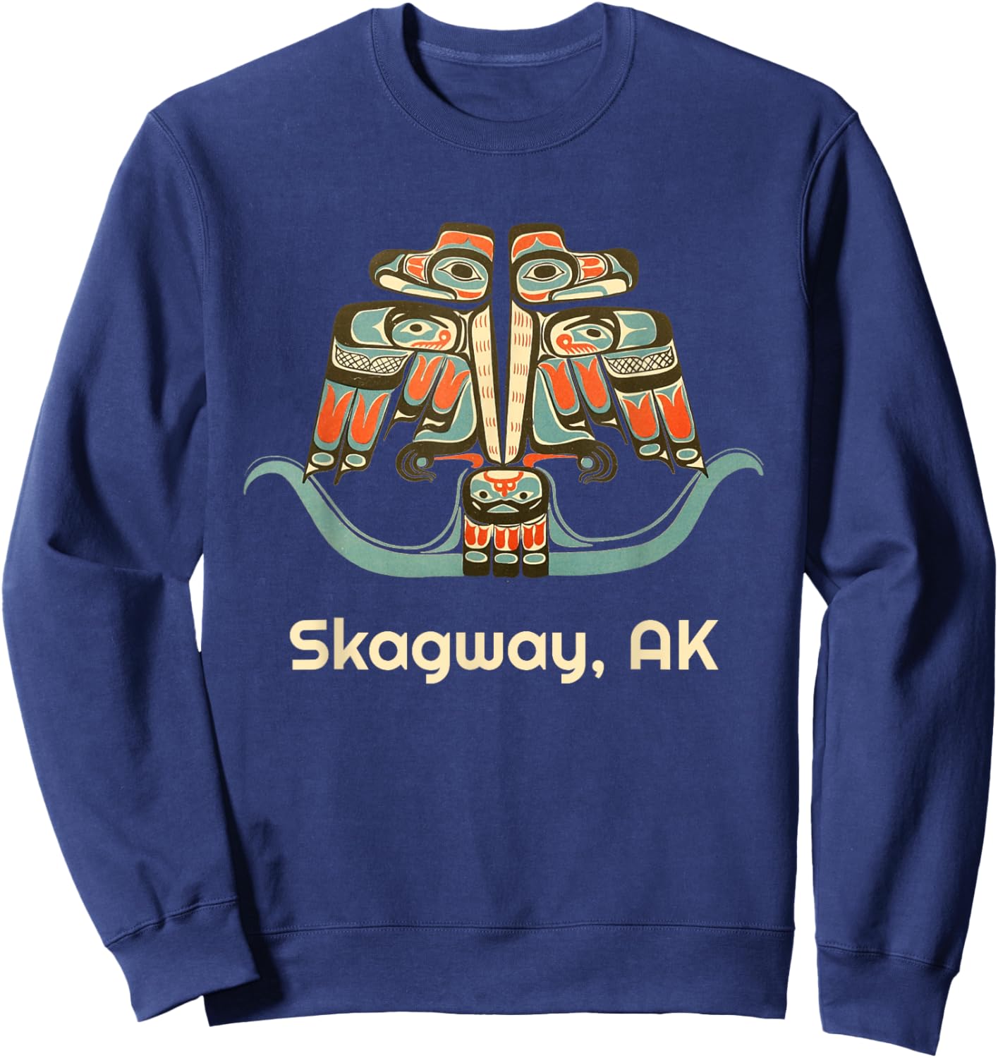 Skagway Alaska Thunderbird NW Native Indian American Tribal Sweatshirt - Sweatshirt | Navy