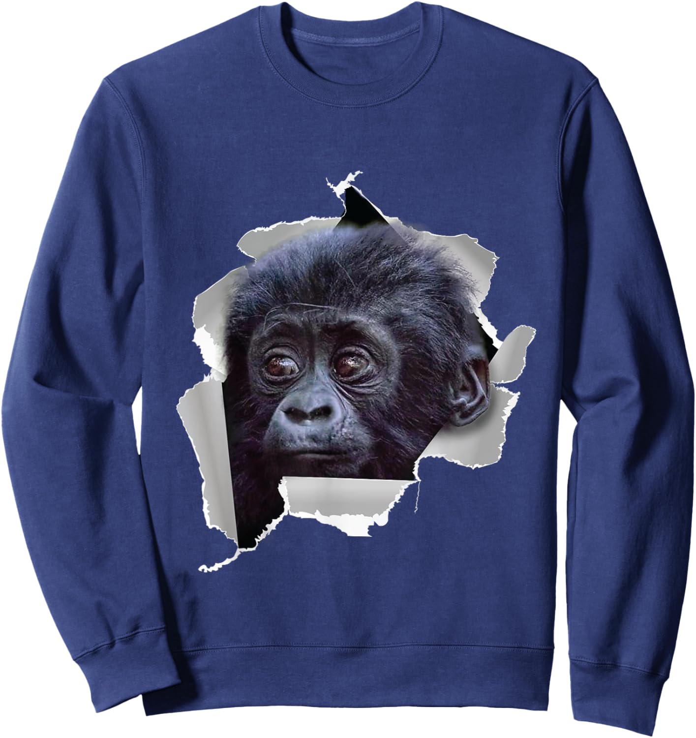 Funny Monkey Gorillas Baby Gorilla Face Costume Sweatshirt - Sweatshirt | Navy