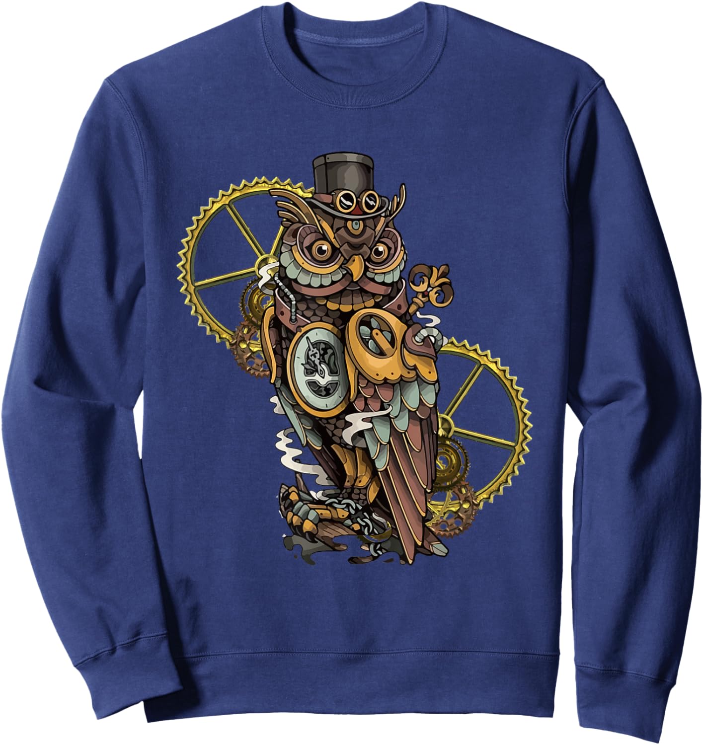 Steampunk Owl Art Bird Lovers Sweatshirt - Sweatshirt | Navy