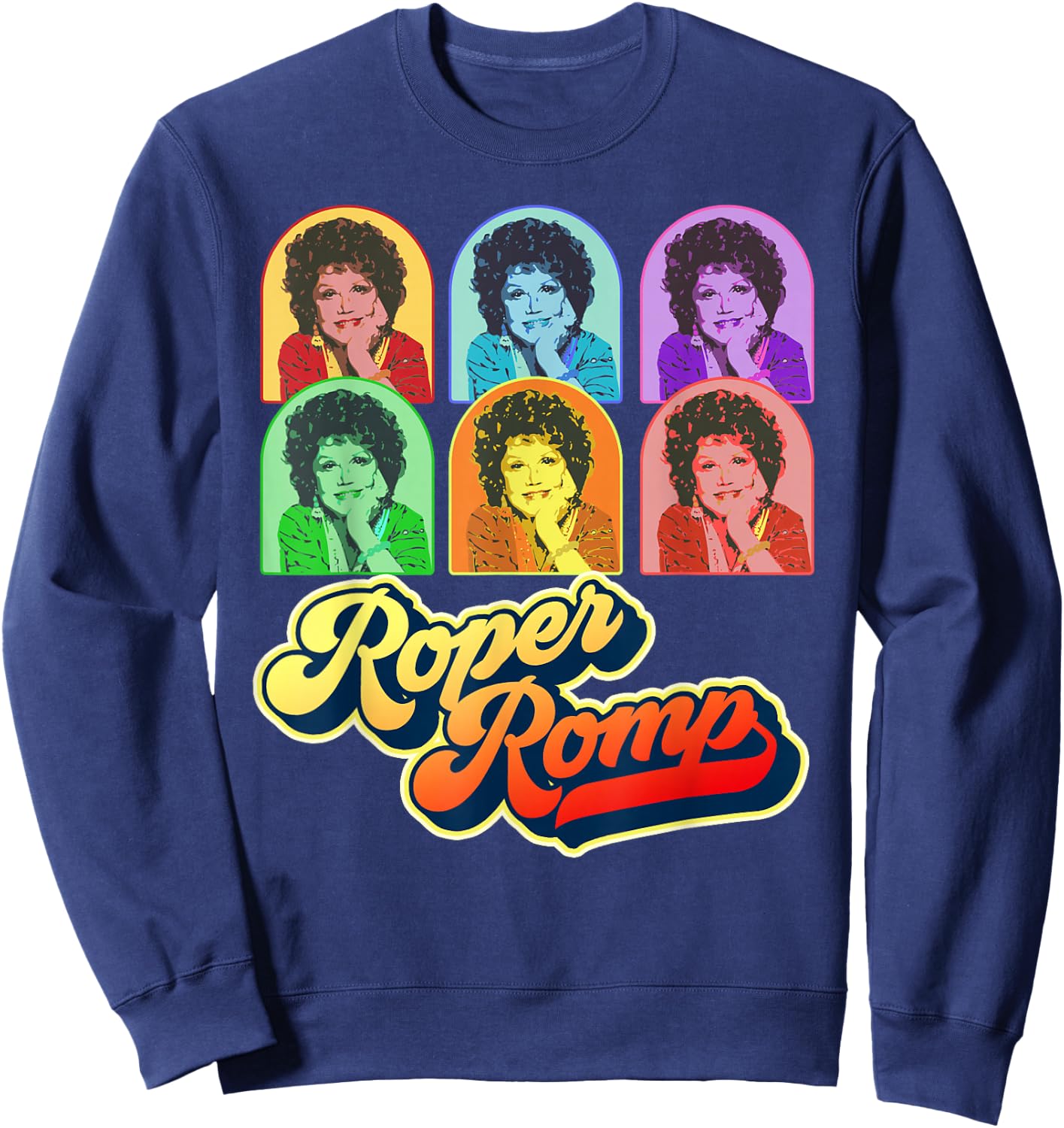 Roper Romp Pop Art Mrs. Roper Three's Company Retro Sweatshirt - Sweatshirt | Navy