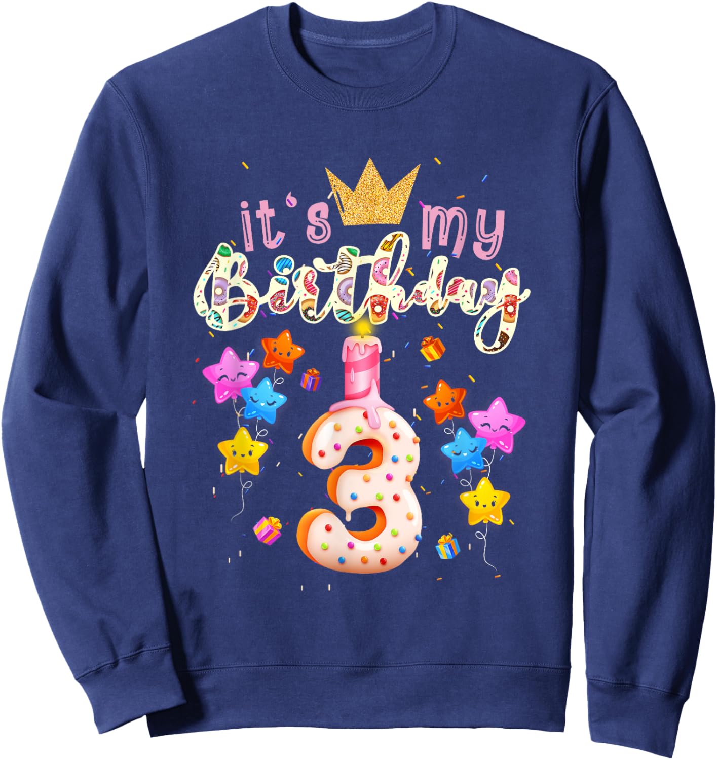 It's My 3th Birthday Doughnut Happy 3 Years Old Girl Sweatshirt - Sweatshirt | Navy