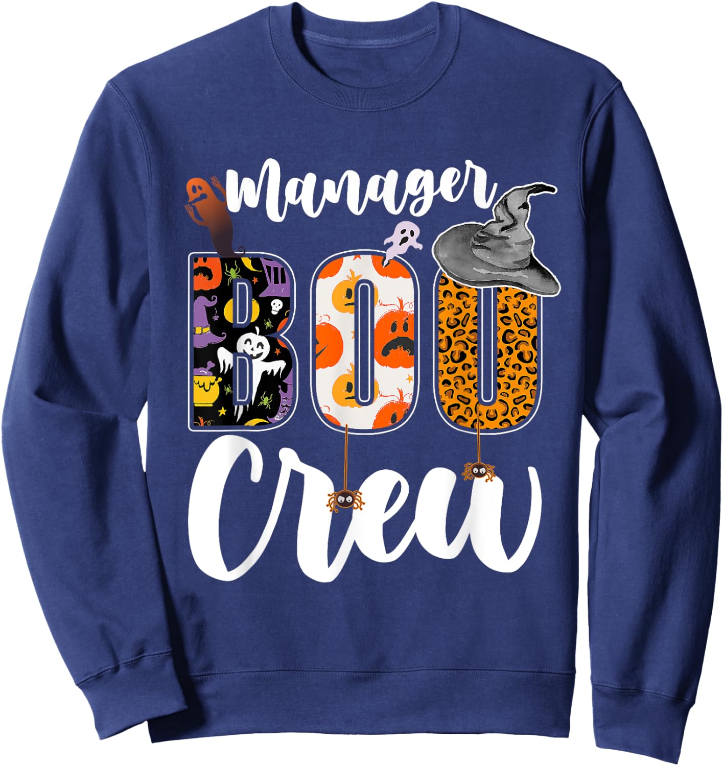 Manager Boo Crew Halloween Matching Executive Sweatshirt - Sweatshirt | Navy
