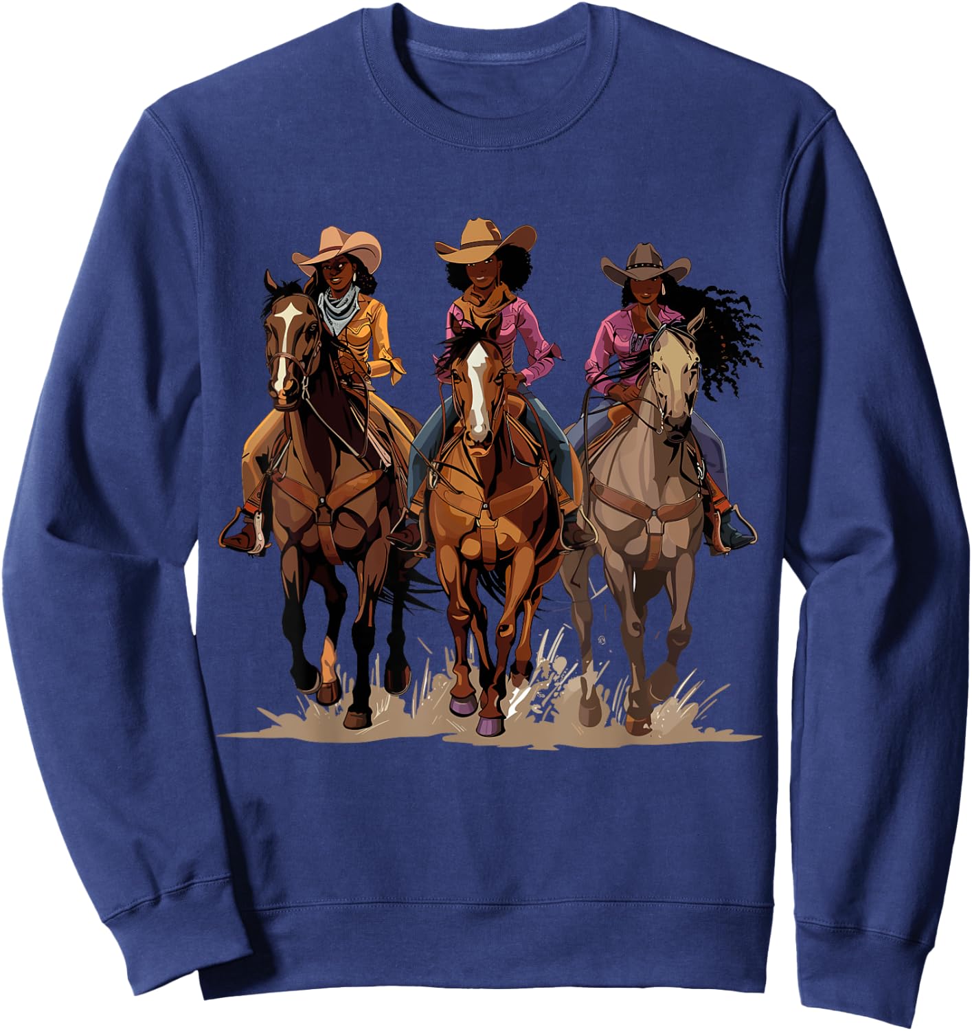Black African American Cowgirl Western Country Texas Rodeo Sweatshirt - Sweatshirt | Navy