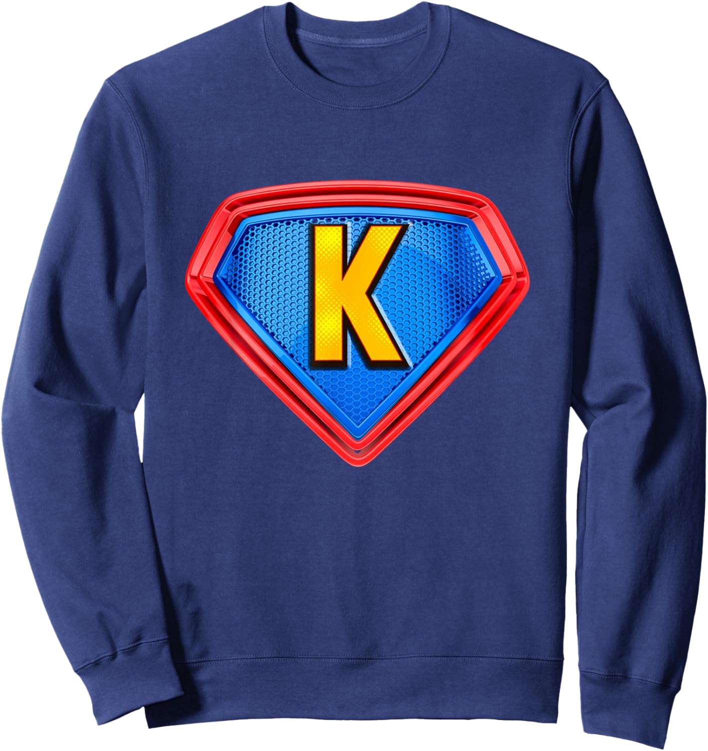 Cool Super K Alphabet Cute Initial Monogram Letter K Graphic Sweatshirt - Sweatshirt | Navy