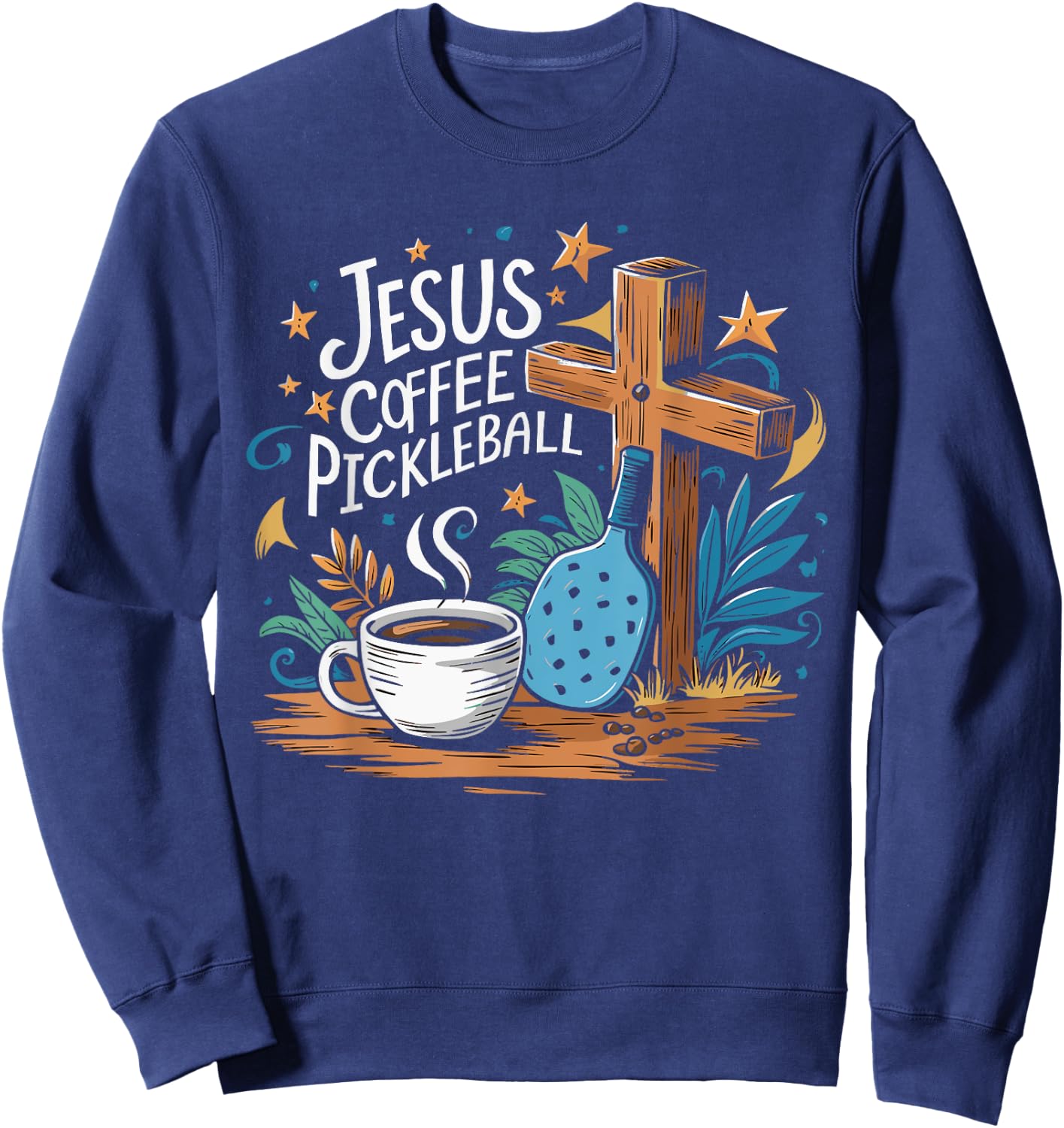 Jesus Coffee Pickleball Sweatshirt - Sweatshirt | Navy