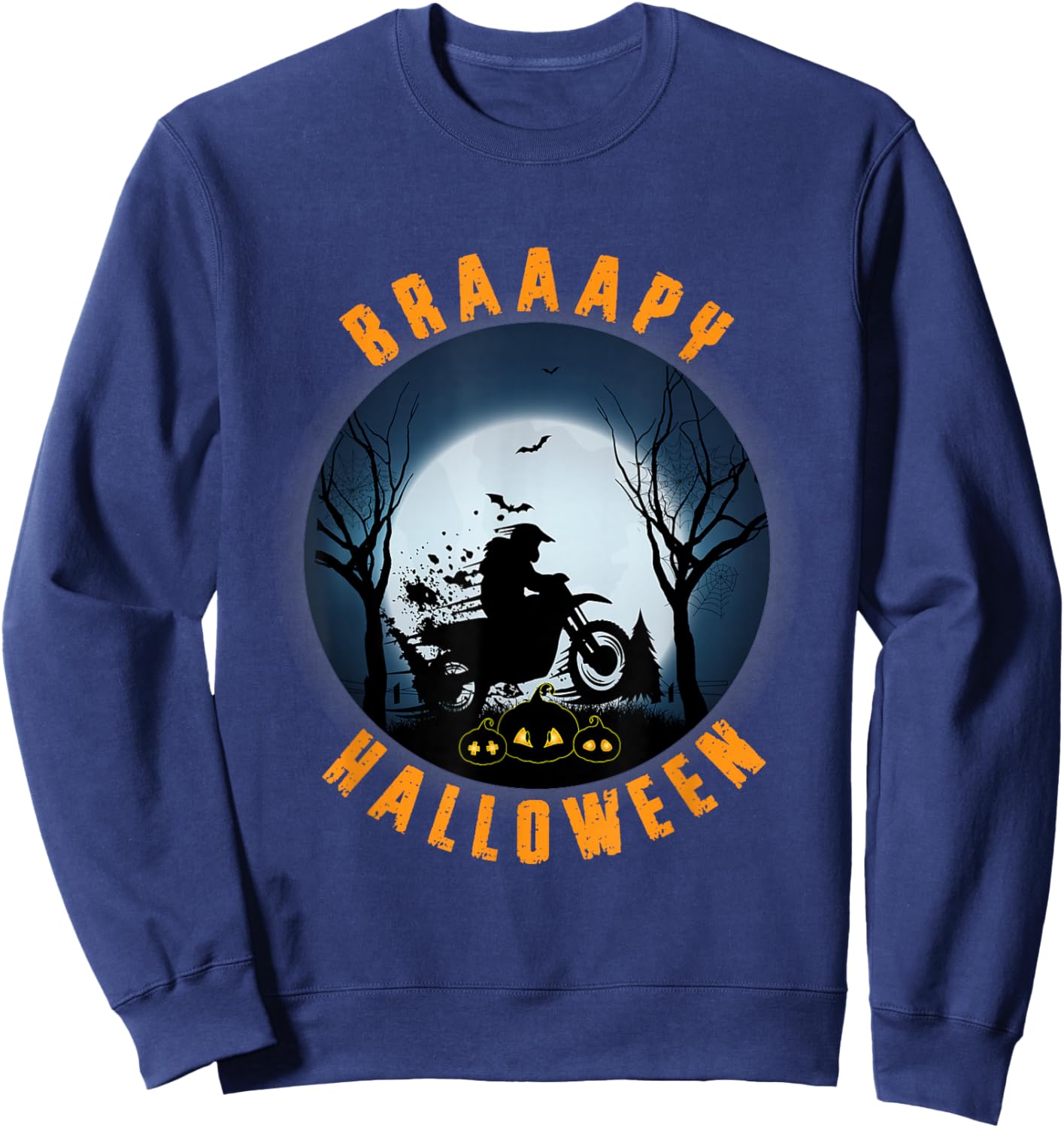 Braaapy Halloween costume motocross dirt bike Halloween Sweatshirt - Sweatshirt | Navy