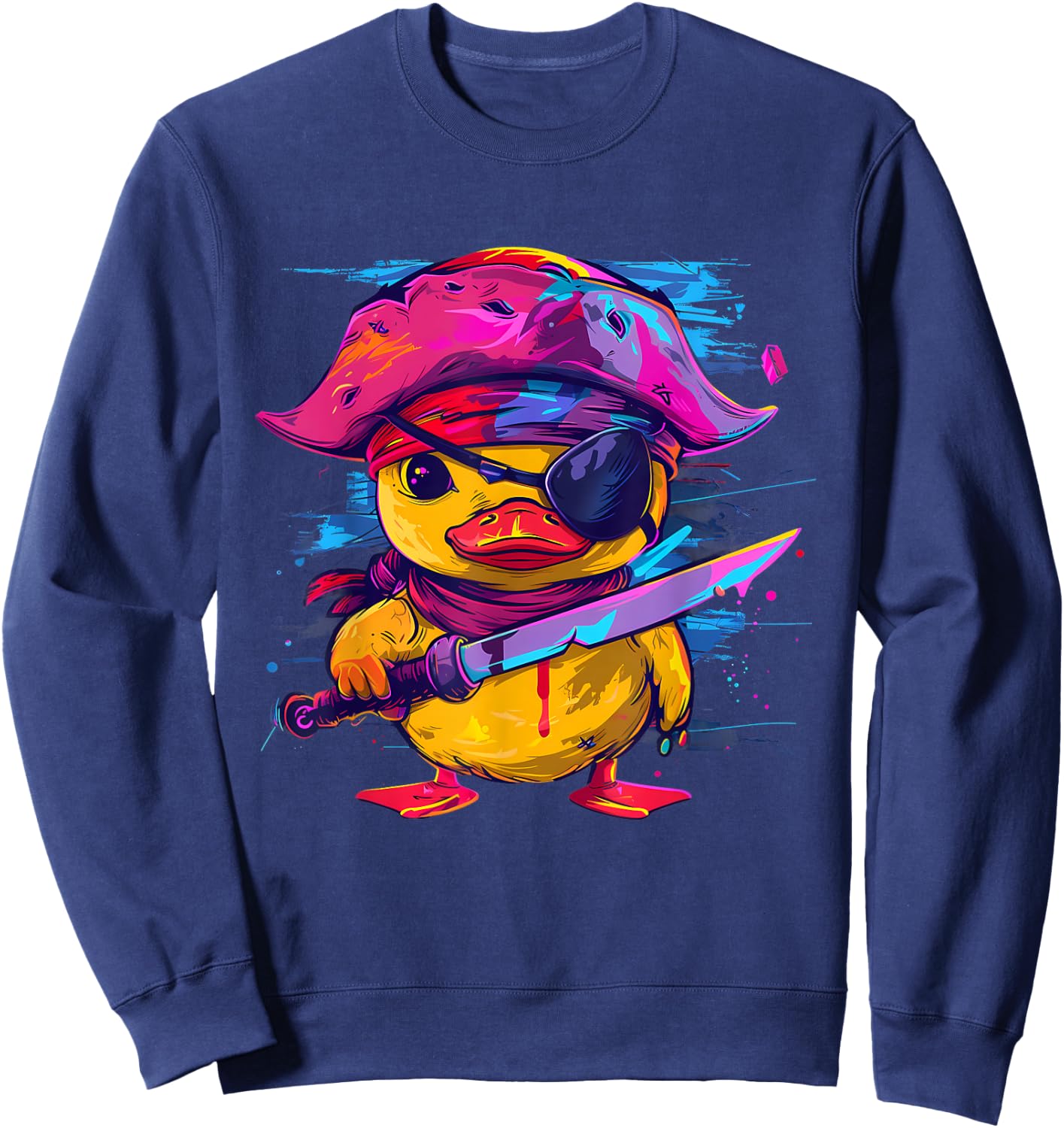 Rubber Duck Pirate Rubber Duckie Funny Rubber Duck Captain Sweatshirt - Sweatshirt | Navy