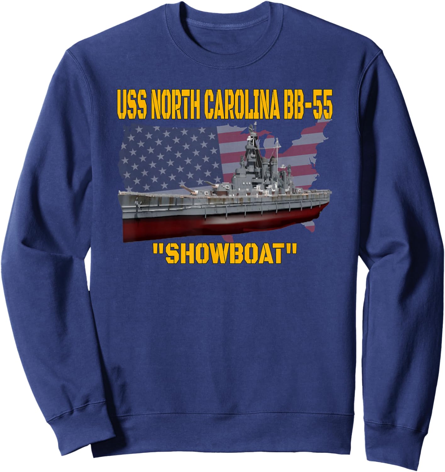 USS North Carolina BB-55 Battleship & WW2 American Warship Sweatshirt - Sweatshirt | Navy