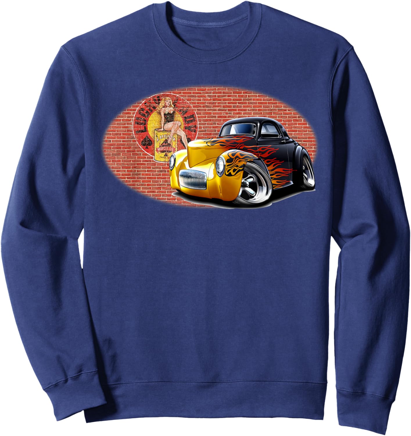 1941 Willy's Black Flames Hot Rod Sweatshirt - Sweatshirt | Navy