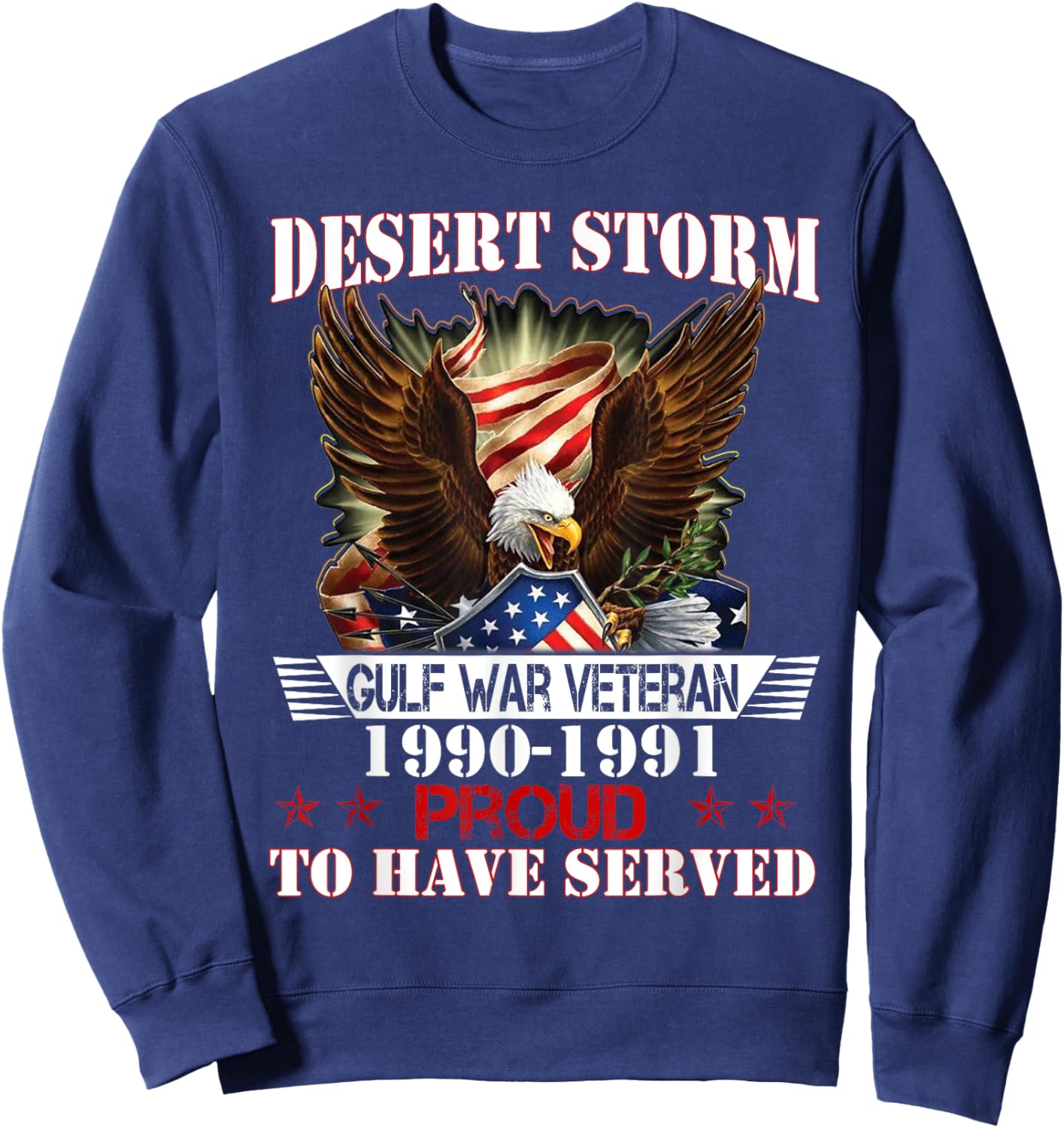Desert Storm Veteran Pride Persian Gulf War Service Ribbon Sweatshirt - Sweatshirt | Navy