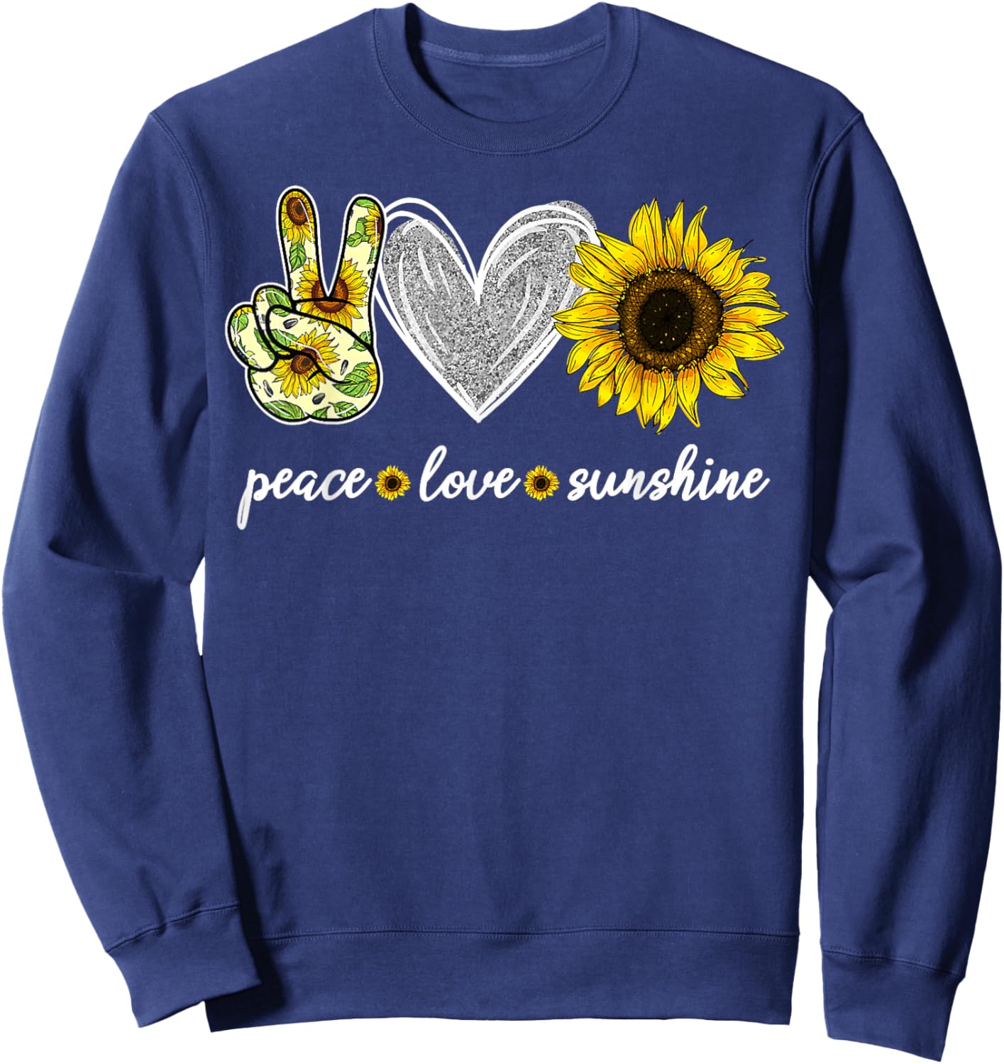 Peace Love Sunshine Sunflower Hippie Sunflower Lover Gifts Sweatshirt - Sweatshirt | Navy