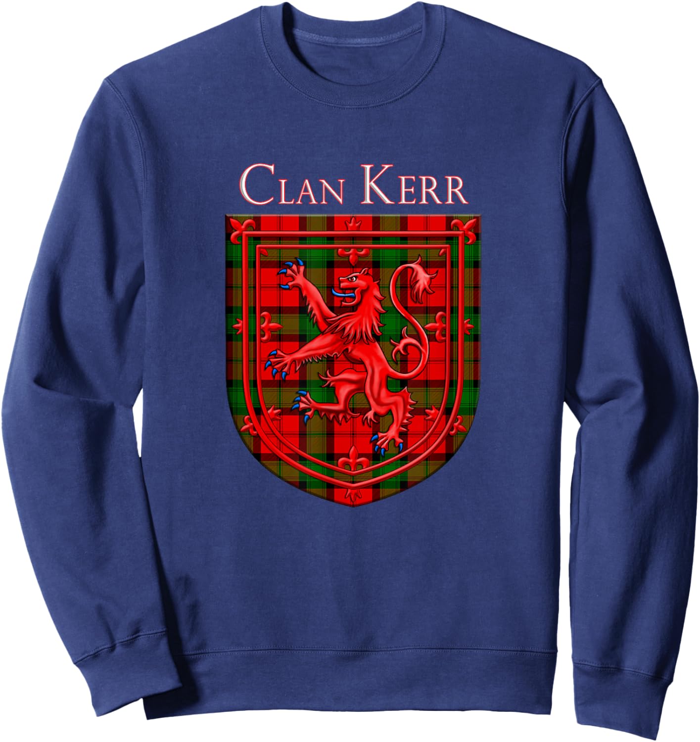 Kerr Tartan Scottish Plaid Lion Rampant Sweatshirt - Sweatshirt | Navy