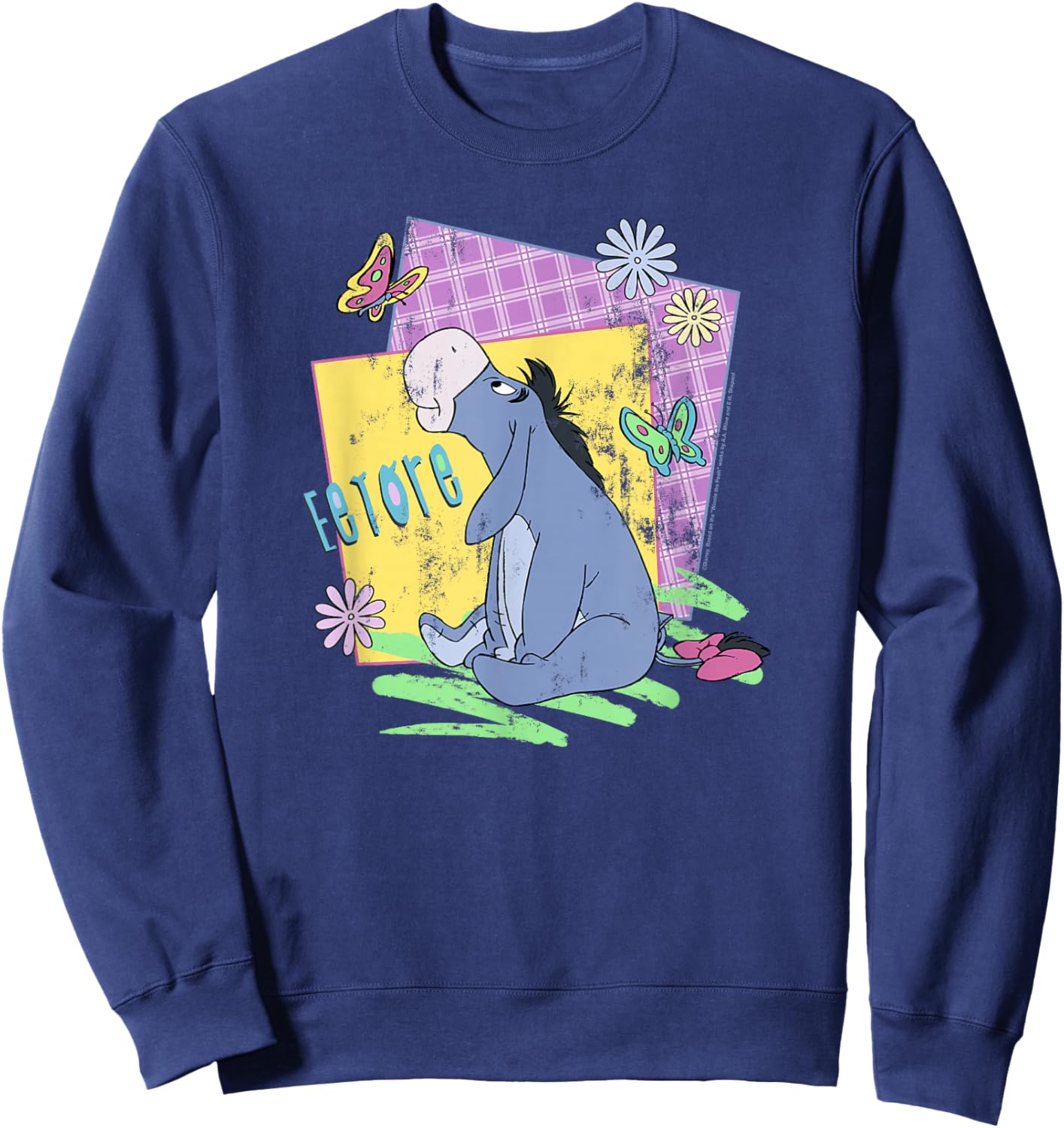 Disney Winnie The Pooh Eeyore Retro Butterflies Poster Small Sweatshirt - Sweatshirt | Navy