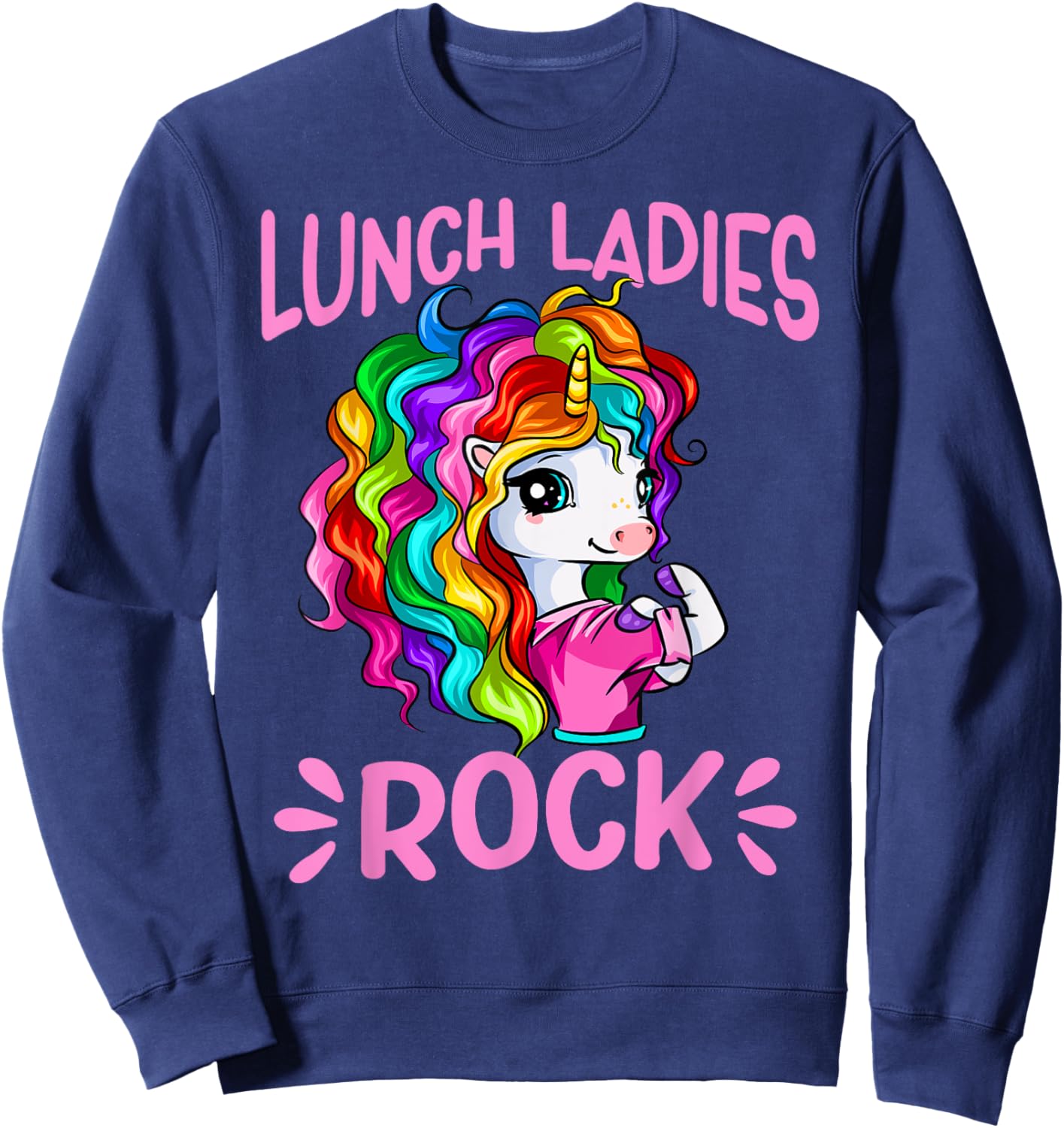 Lunch Ladies Rock Cute Unicorn Chef Cook Funny Lunch Lady Sweatshirt - Sweatshirt | Navy
